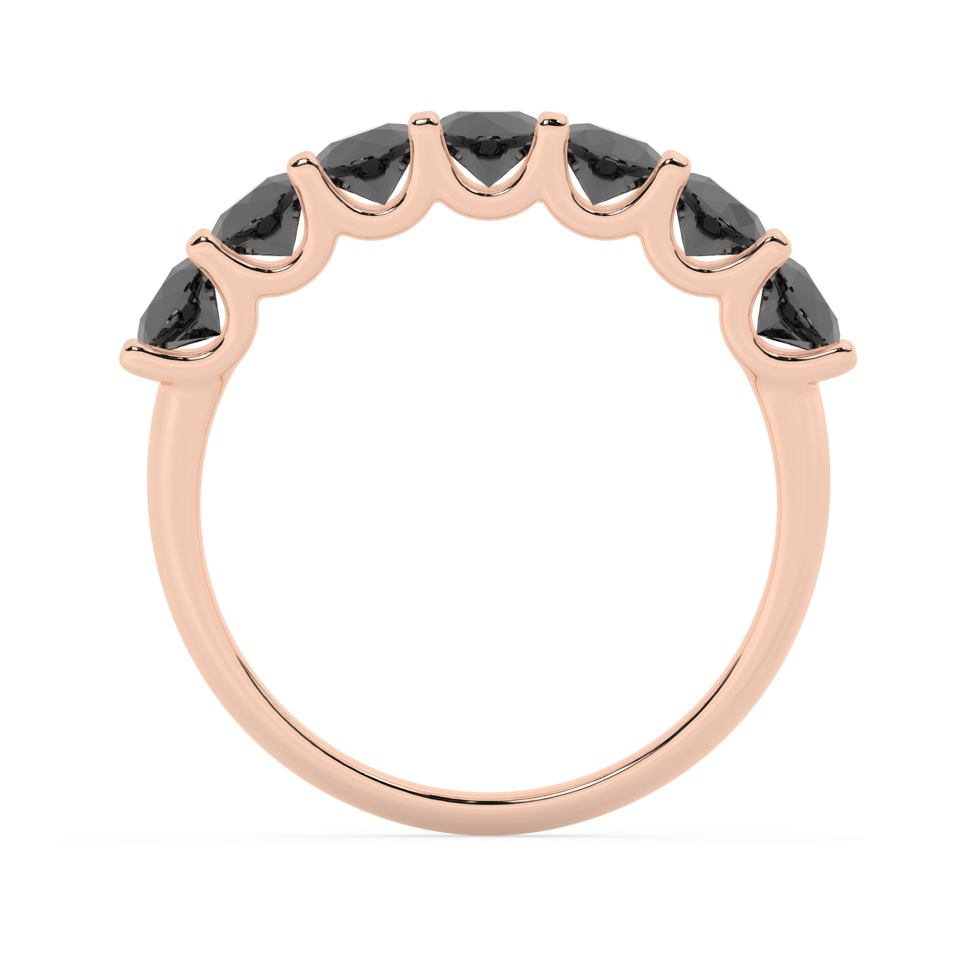 טבעת חצי איטרניטי שיבוץ יו קולקציה 5 דגם 50129B כסף מצופה זהב אדום רוזגולד משובצת זירקונים שחורים – תמונה 3