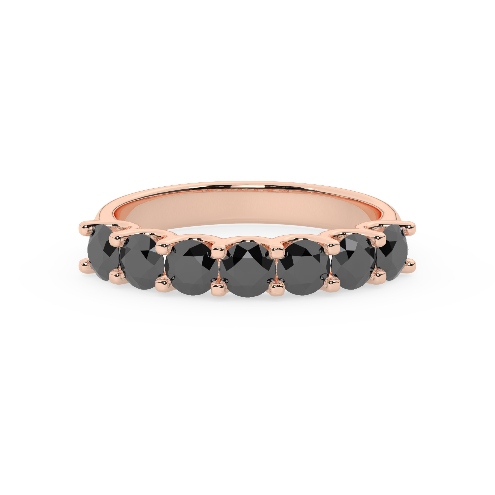 טבעת חצי איטרניטי שיבוץ יו קולקציה 5 דגם 50129B כסף מצופה זהב אדום רוזגולד משובצת זירקונים שחורים – תמונה 2