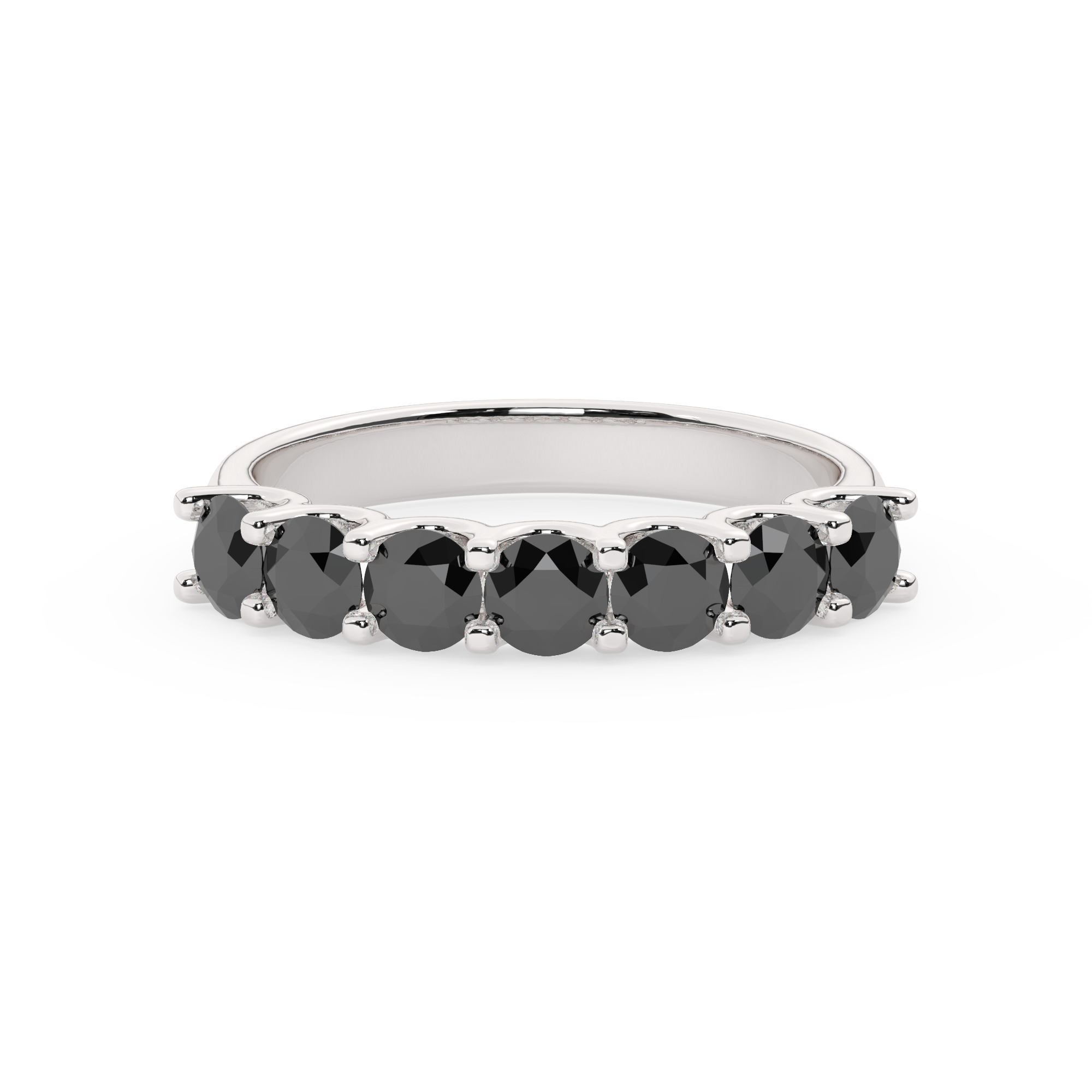 טבעת חצי איטרניטי שיבוץ יו קולקציה 5 דגם 50129B זהב לבן 14 קראט משובצת יהלומים טבעיים שחורים במשקל כולל של 1.20 קראט עם תעודה גמולוגית – תמונה 2