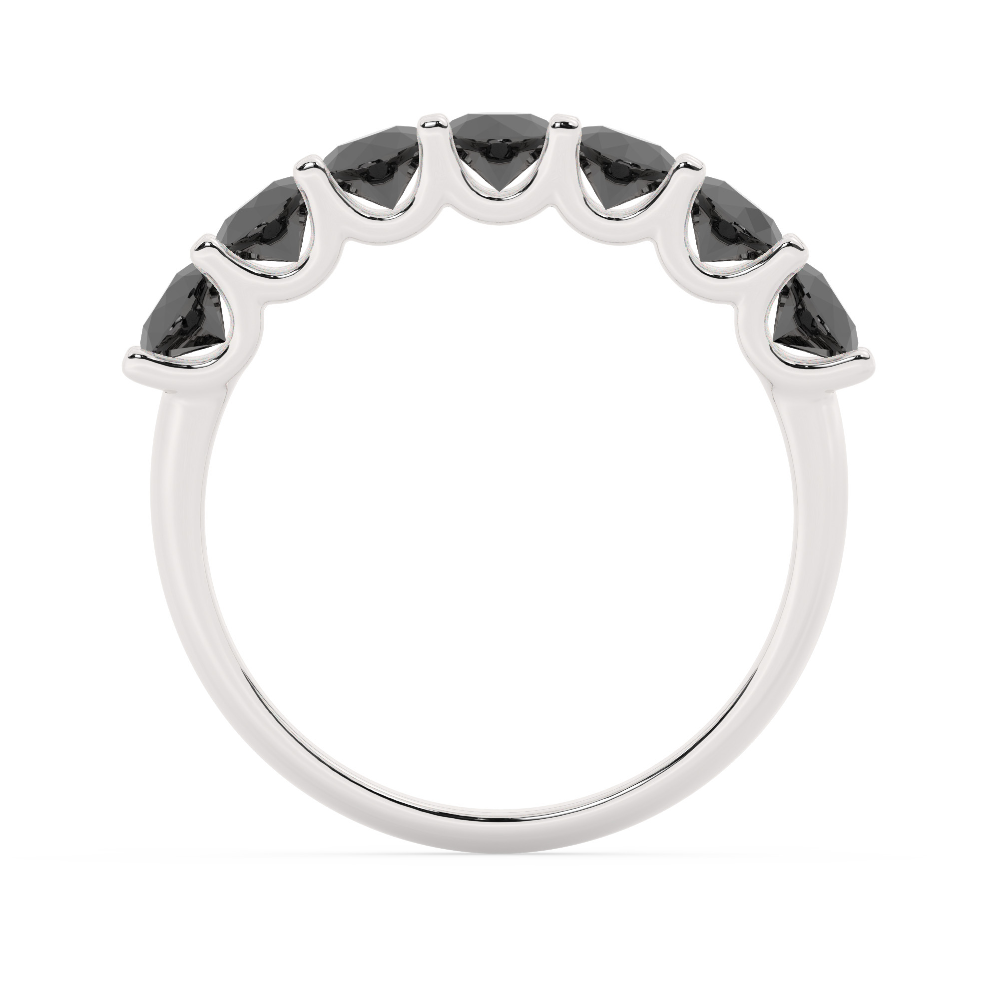 טבעת חצי איטרניטי שיבוץ יו קולקציה 5 דגם 50129B כסף מצופה זהב לבן משובצת זירקונים שחורים – תמונה 3