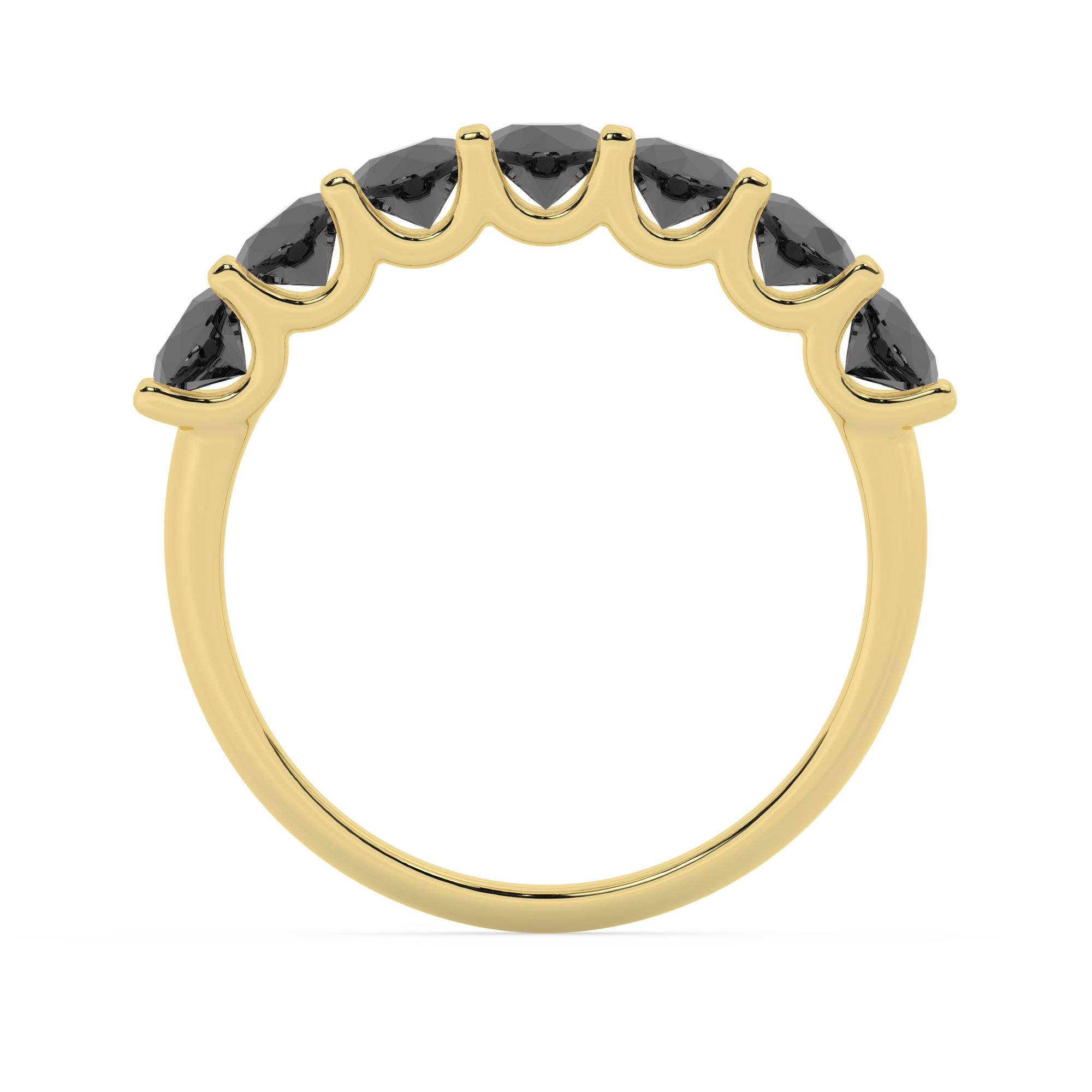 טבעת חצי איטרניטי שיבוץ יו קולקציה 5 דגם 50129B כסף מצופה זהב צהוב משובצת יהלומי מעבדה שחורים במשקל כולל של 1.20 קראט עם תעודה גמולוגית – תמונה 3