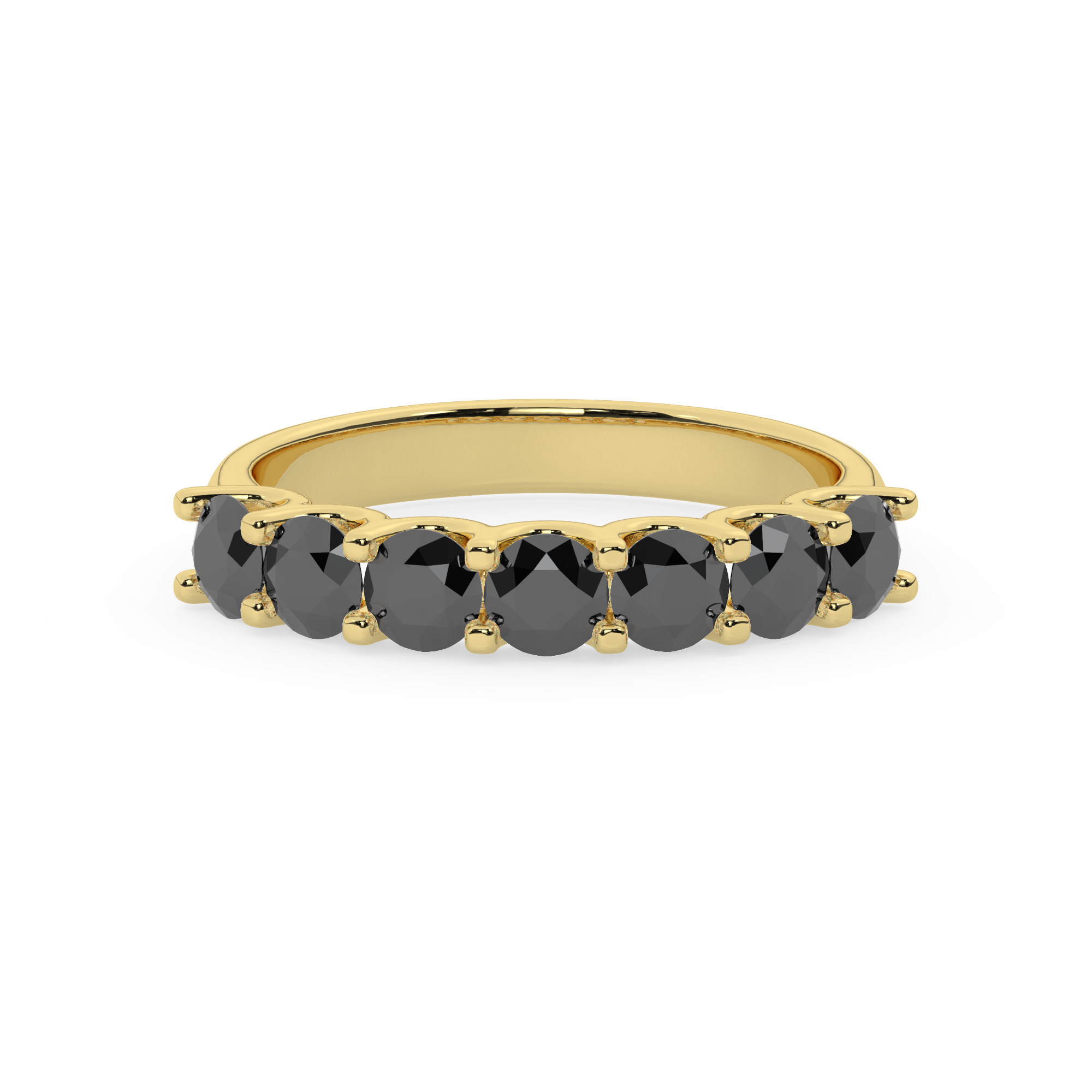 טבעת חצי איטרניטי שיבוץ יו קולקציה 5 דגם 50129B כסף מצופה זהב צהוב משובצת יהלומי מעבדה שחורים במשקל כולל של 1.20 קראט עם תעודה גמולוגית – תמונה 2