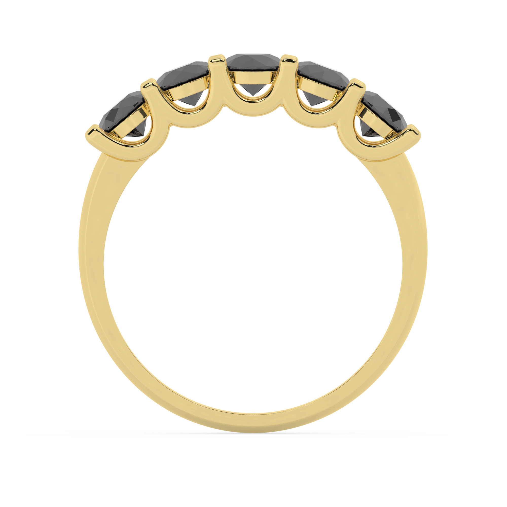 טבעת חצי איטרניטי שיבוץ יו קולקציה 6 דגם 50130B כסף מצופה זהב צהוב משובצת זירקונים שחורים – תמונה 3