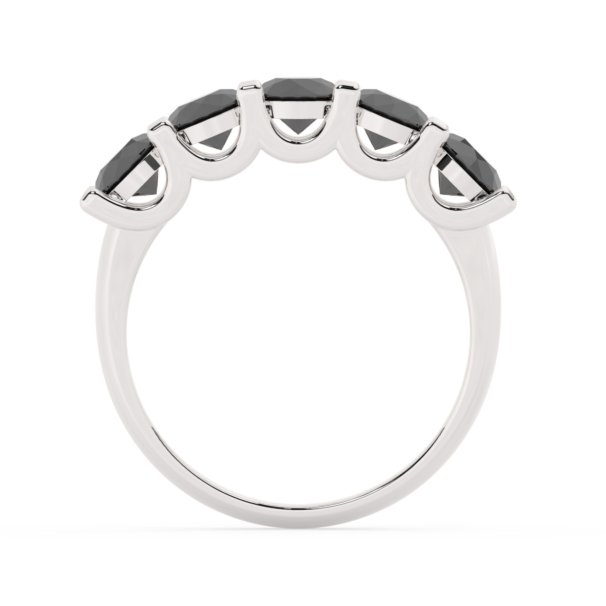 טבעת חצי איטרניטי שיבוץ יו קולקציה 7 דגם 50131B זהב לבן 14 קראט משובצת זירקונים שחורים – תמונה 3