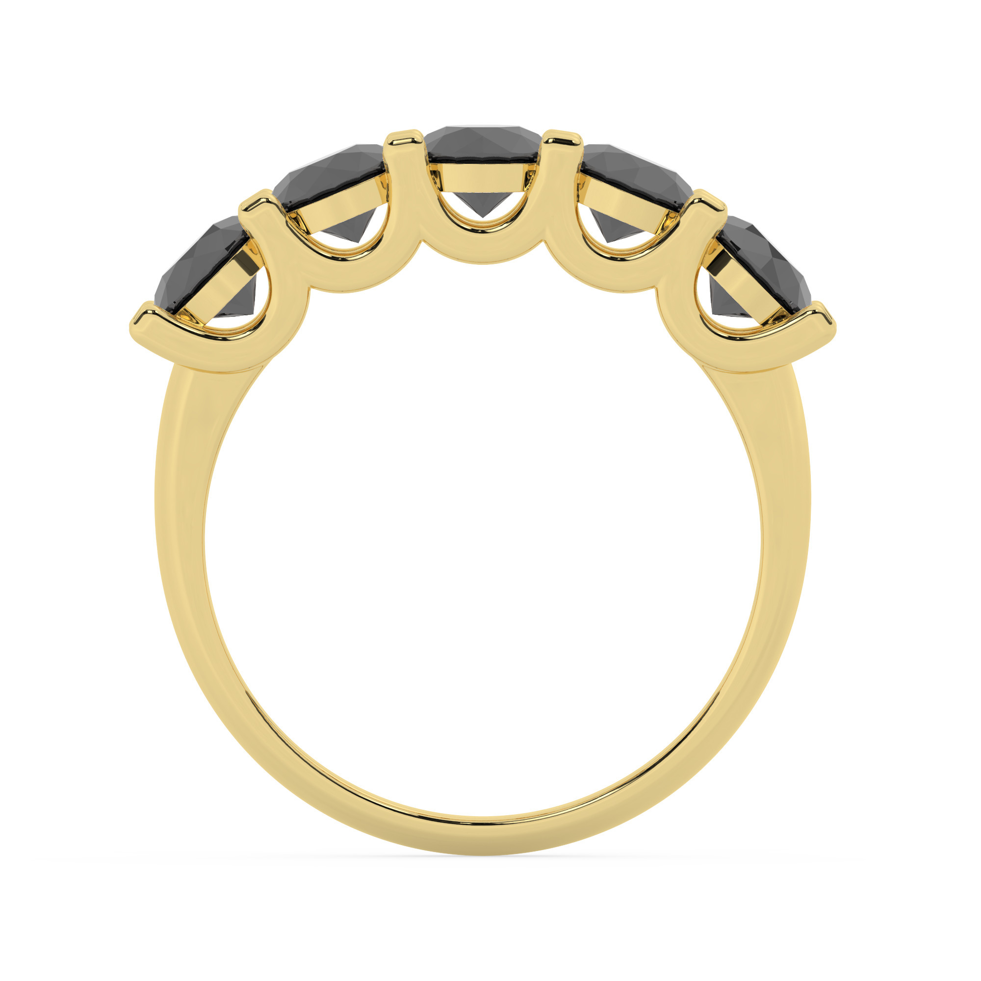 טבעת חצי איטרניטי שיבוץ יו קולקציה 7 דגם 50131B כסף מצופה זהב צהוב משובצת יהלומי מעבדה שחורים במשקל כולל של 1.90 קראט עם תעודה גמולוגית – תמונה 3