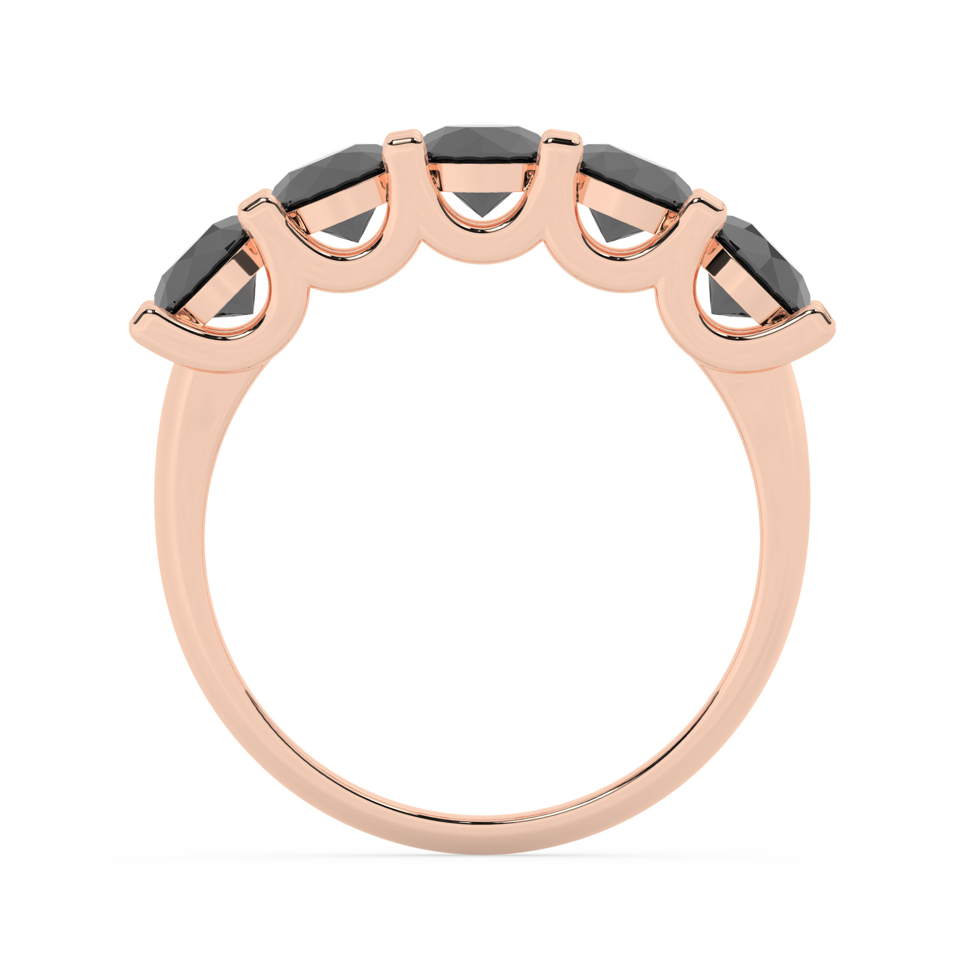 טבעת חצי איטרניטי שיבוץ יו קולקציה 7 דגם 50131B כסף מצופה זהב אדום רוזגולד משובצת יהלומי מעבדה שחורים במשקל כולל של 1.90 קראט עם תעודה גמולוגית – תמונה 3