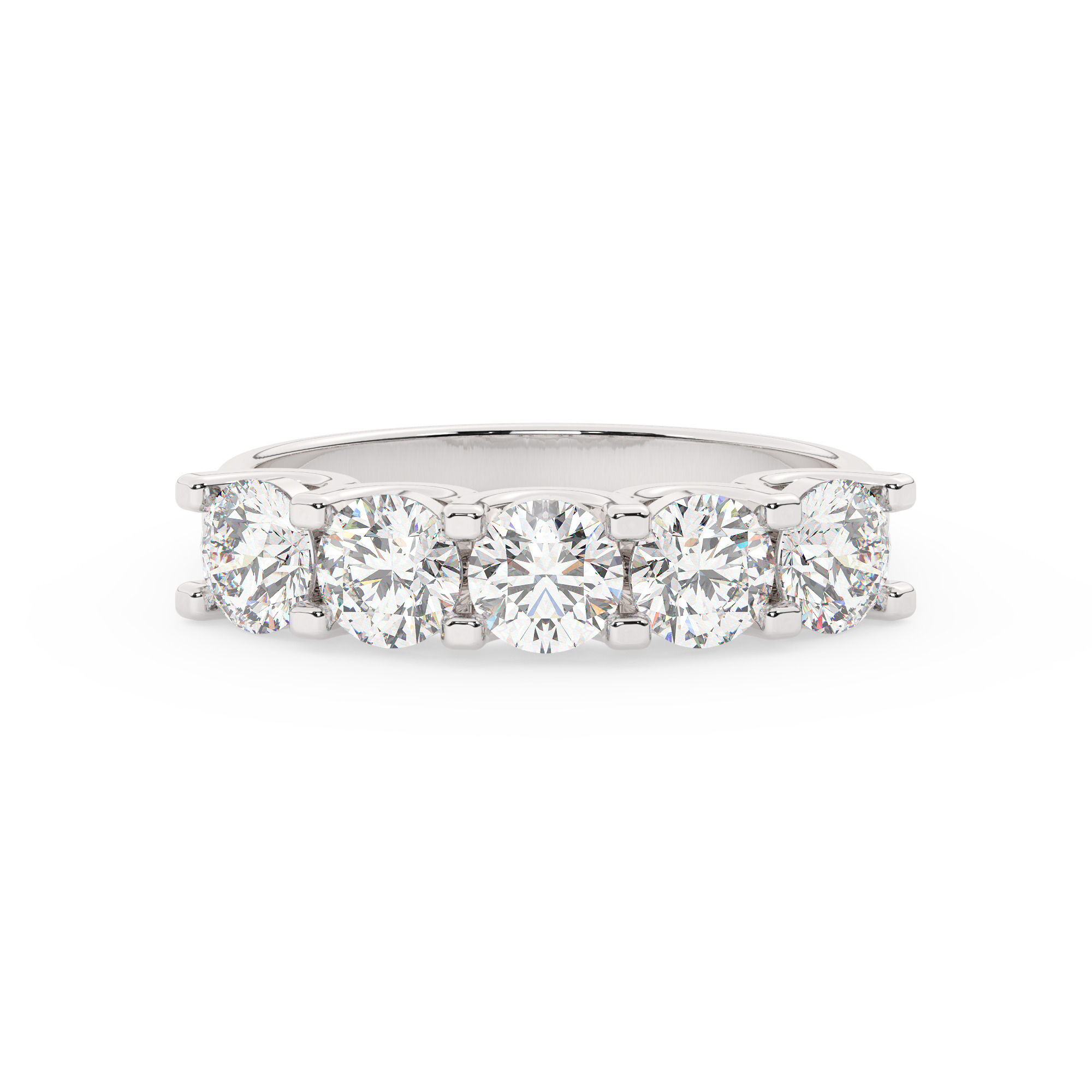 טבעת חצי איטרניטי שיבוץ יו קולקציה 7 דגם 50131W כסף מצופה זהב לבן משובצת יהלומי מעבדה במשקל כולל של 1.90 קראט עם תעודה גמולוגית – תמונה 2