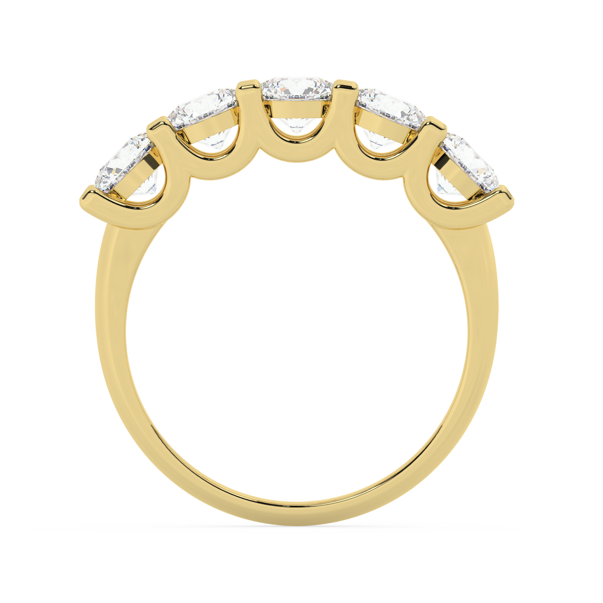 טבעת חצי איטרניטי שיבוץ יו קולקציה 7 דגם 50131W כסף מצופה זהב צהוב משובצת אבני מעבדה מוסונייט במשקל כולל של 1.90 קראט עם תעודה גמולוגית – תמונה 3