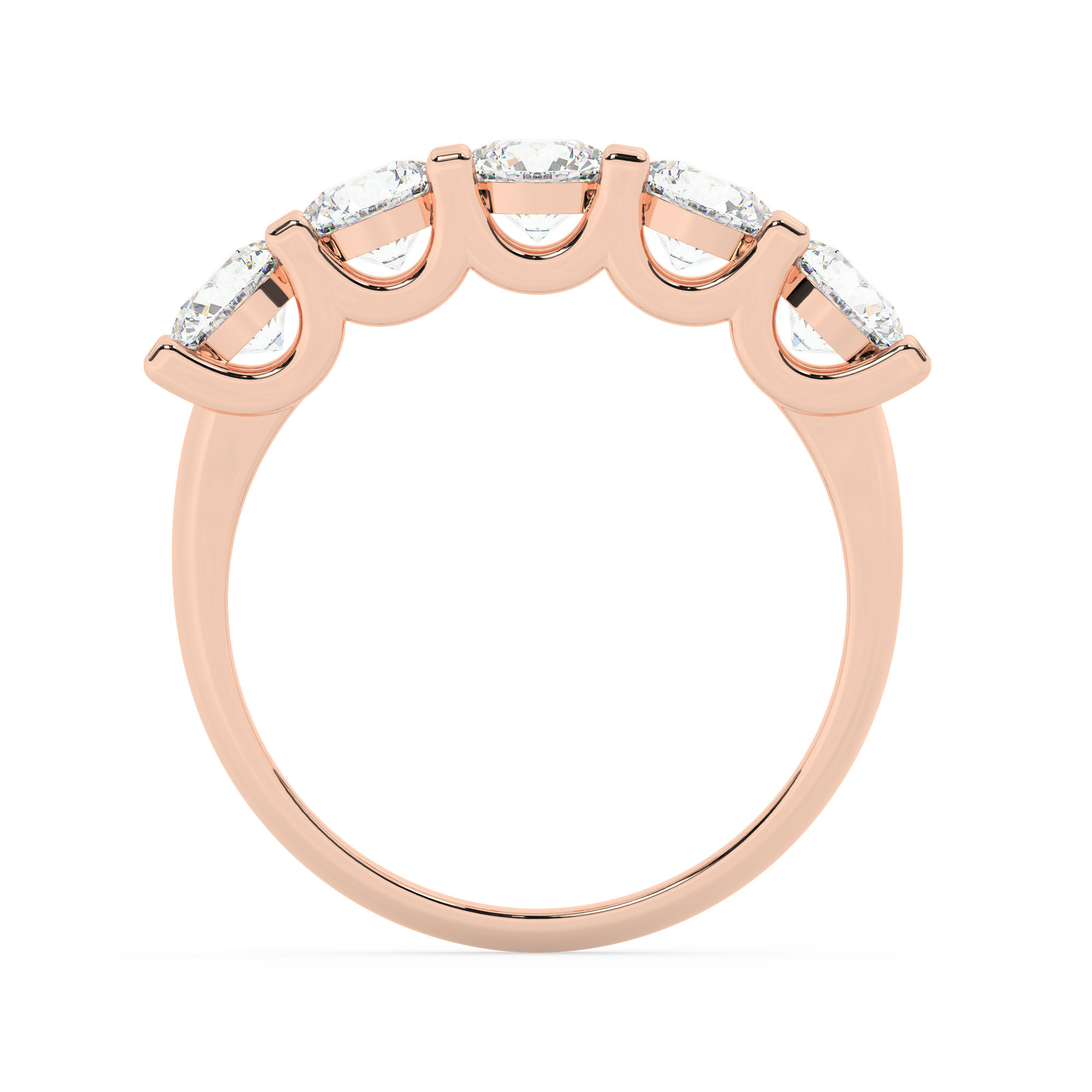 טבעת חצי איטרניטי שיבוץ יו קולקציה 7 דגם 50131W כסף מצופה זהב אדום רוזגולד משובצת יהלומי מעבדה במשקל כולל של 1.90 קראט עם תעודה גמולוגית – תמונה 3