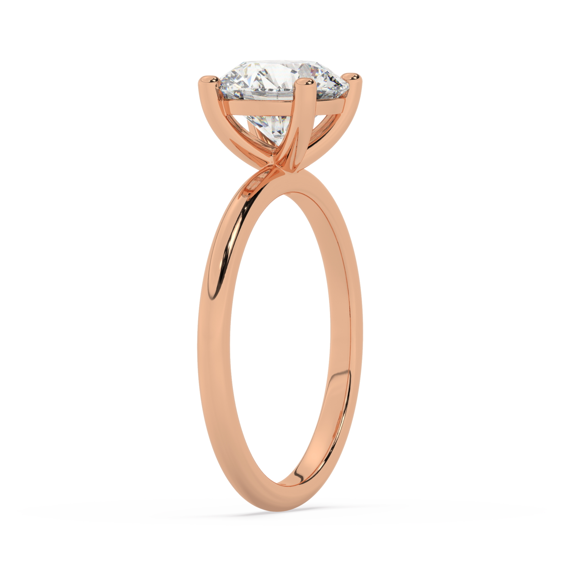 טבעת אירוסין סוליטר דגם 50016 זהב אדום רוזגולד 14 קראט במרכז זירקוניה במשקל כולל של 2 קראט בחיתוך עגול עם תעודה גמולוגית – תמונה 4