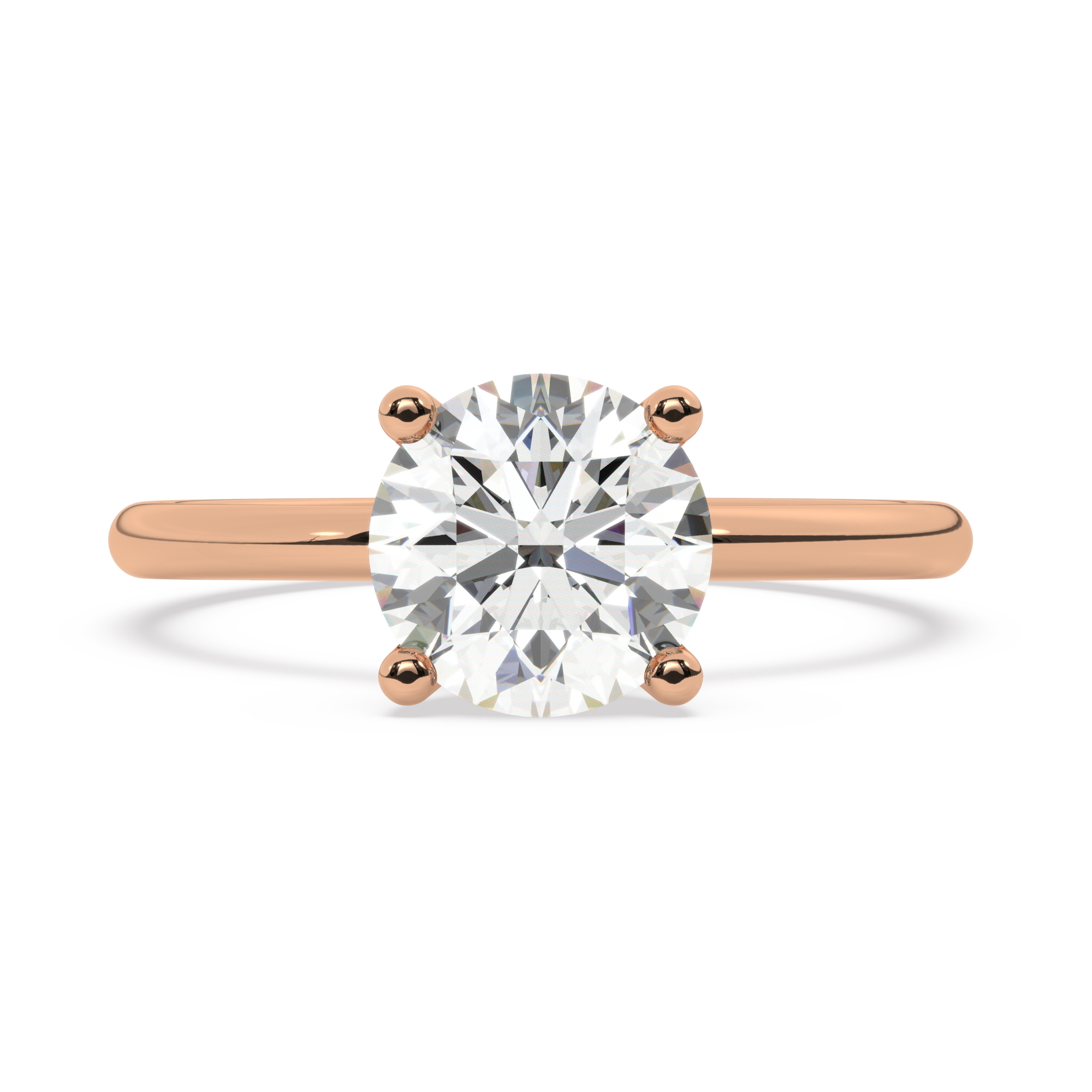 טבעת אירוסין סוליטר דגם 50016 זהב אדום רוזגולד 14 קראט במרכז זירקוניה במשקל כולל של 2 קראט בחיתוך עגול עם תעודה גמולוגית – תמונה 2