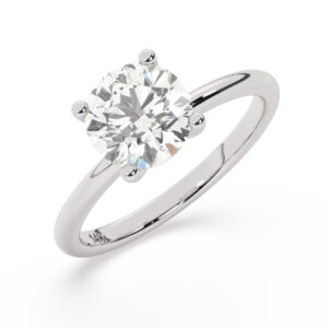 טבעת אירוסין סוליטר דגם 50016 זהב לבן 14 קראט במרכז זירקוניה במשקל כולל של 2 קראט בחיתוך עגול עם תעודה גמולוגית