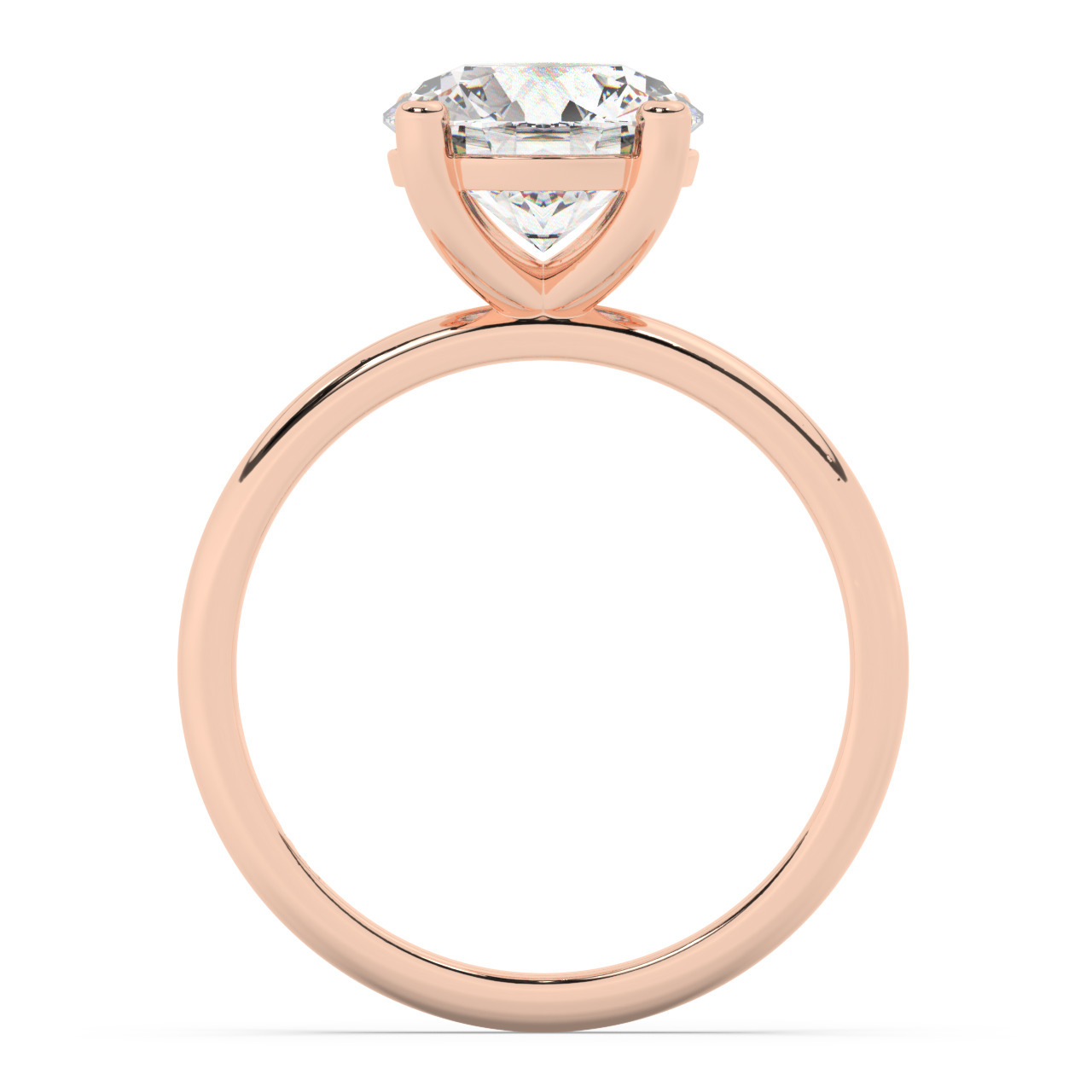 טבעת אירוסין סוליטר דגם 50016 זהב אדום רוזגולד 14 קראט במרכז זירקוניה במשקל כולל של 5 קראט בחיתוך עגול עם תעודה גמולוגית – תמונה 3