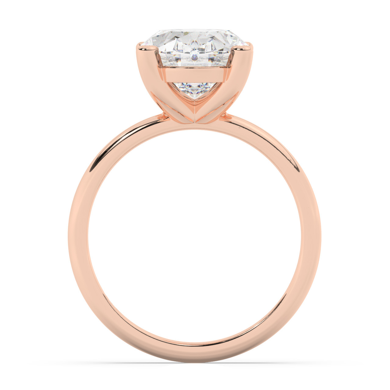 טבעת אירוסין סוליטר דגם 50016 זהב אדום רוזגולד 14 קראט במרכז אבן מעבדה מוסונייט במשקל כולל של 5 קראט בחיתוך אובל עם תעודה גמולוגית בינלאומית GRA – תמונה 3