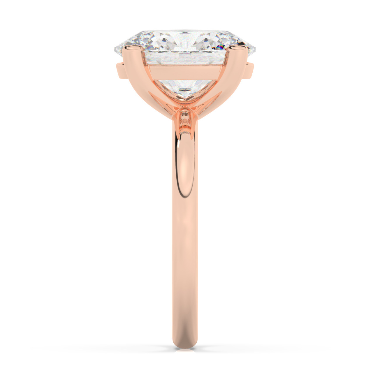 טבעת אירוסין סוליטר דגם 50016 זהב אדום רוזגולד 14 קראט במרכז זירקוניה במשקל כולל של 5 קראט בחיתוך אובל עם תעודה גמולוגית – תמונה 4