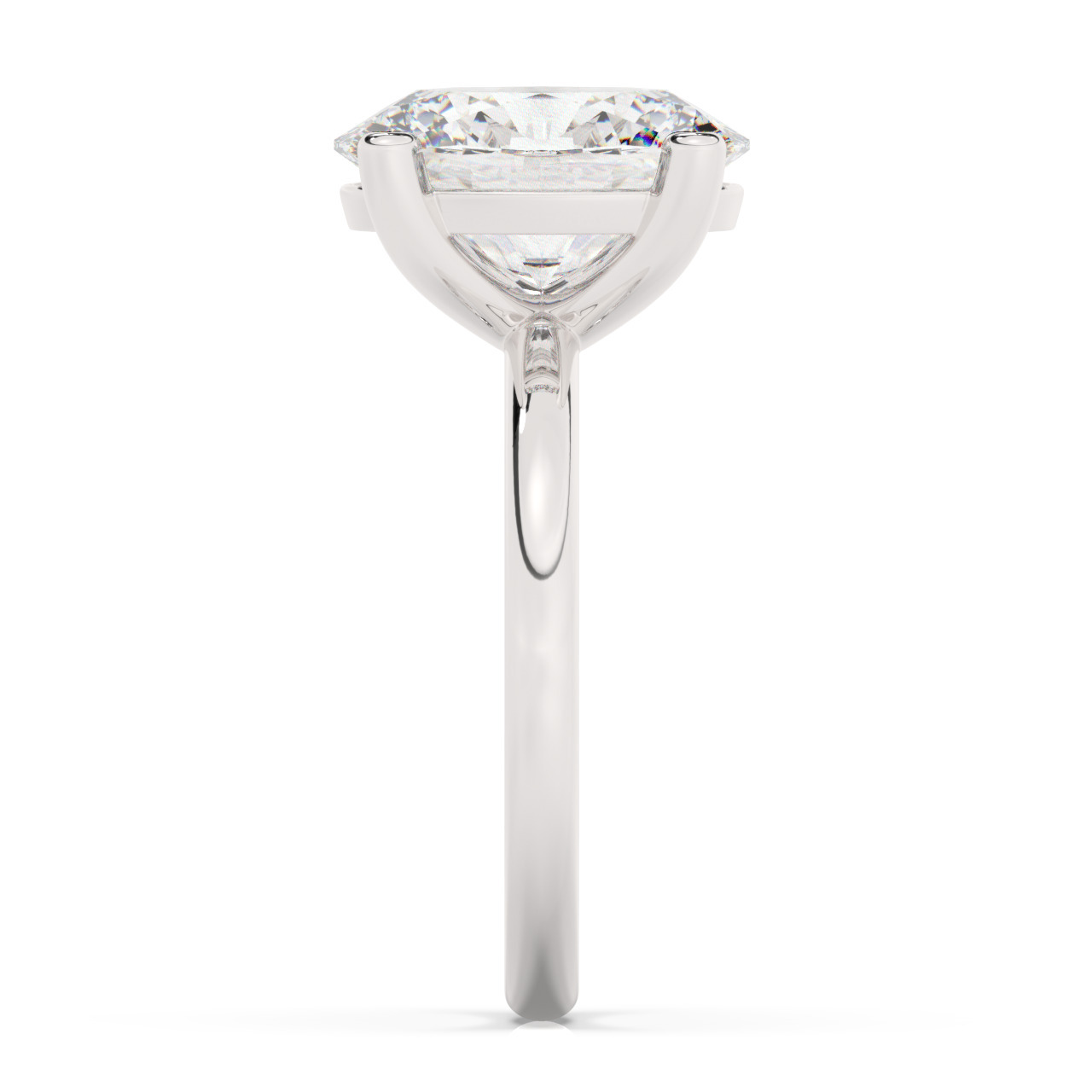 טבעת אירוסין סוליטר דגם 50016 זהב לבן 14 קראט במרכז זירקוניה במשקל כולל של 5 קראט בחיתוך אובל עם תעודה גמולוגית – תמונה 4