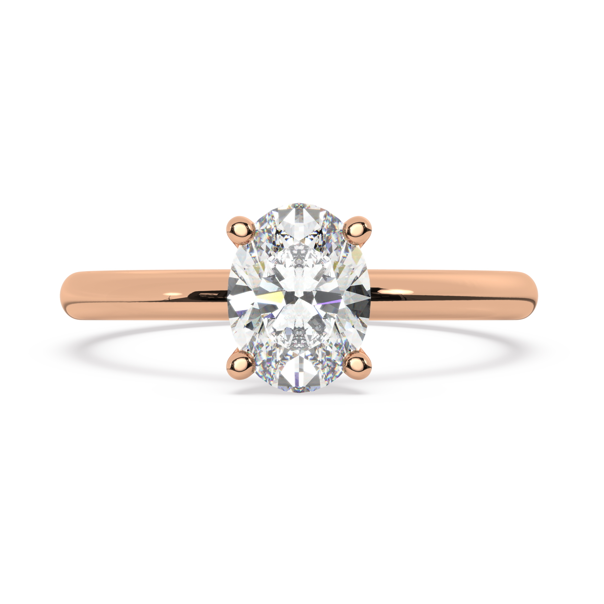 טבעת אירוסין סוליטר דגם 50016 כסף מצופה זהב אדום רוזגולד במרכז זירקוניה במשקל כולל של 0.75 קראט בחיתוך אובל עם תעודה גמולוגית – תמונה 2