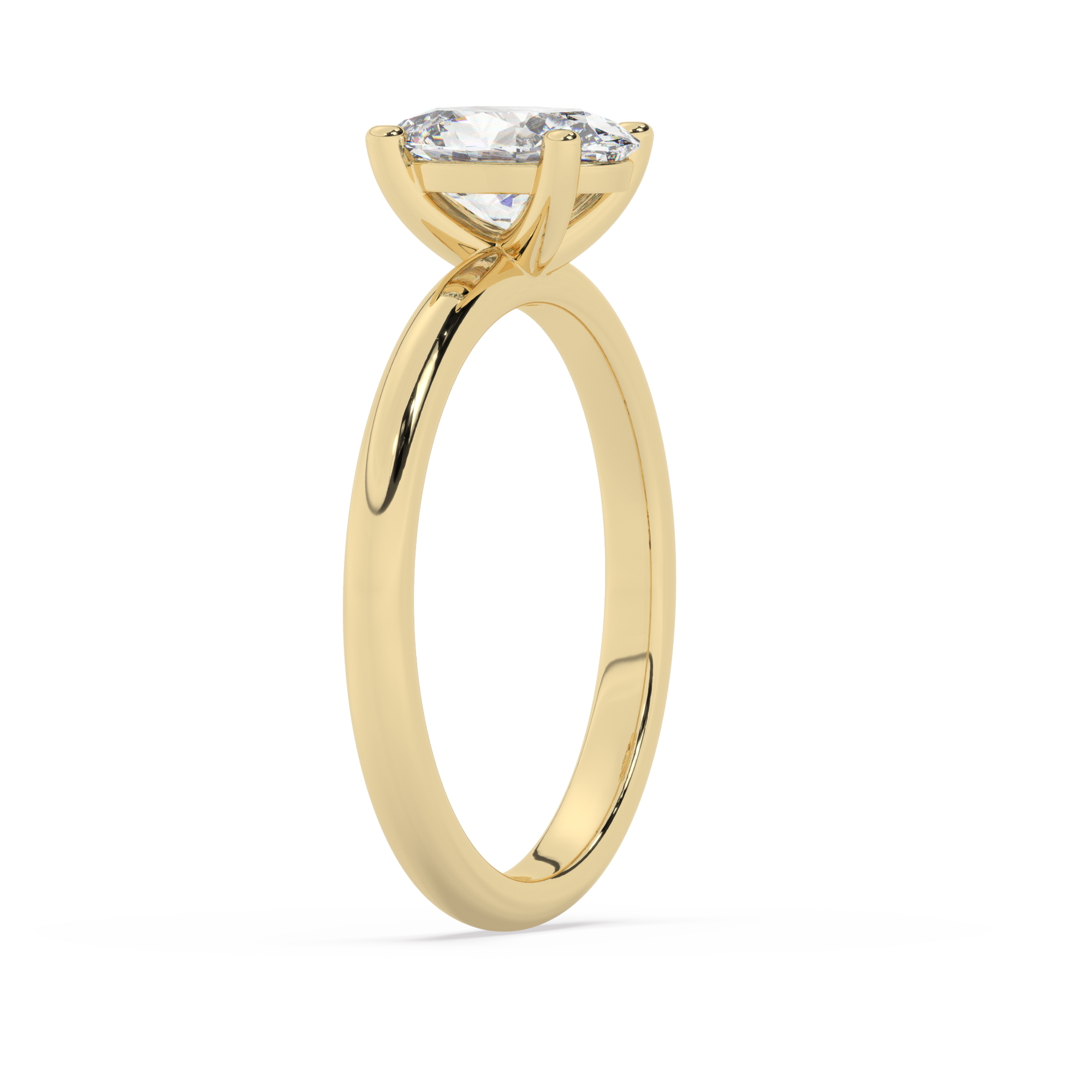 טבעת אירוסין סוליטר דגם 50016 זהב צהוב 14 קראט במרכז זירקוניה במשקל כולל של 0.75 קראט בחיתוך אובל עם תעודה גמולוגית – תמונה 4