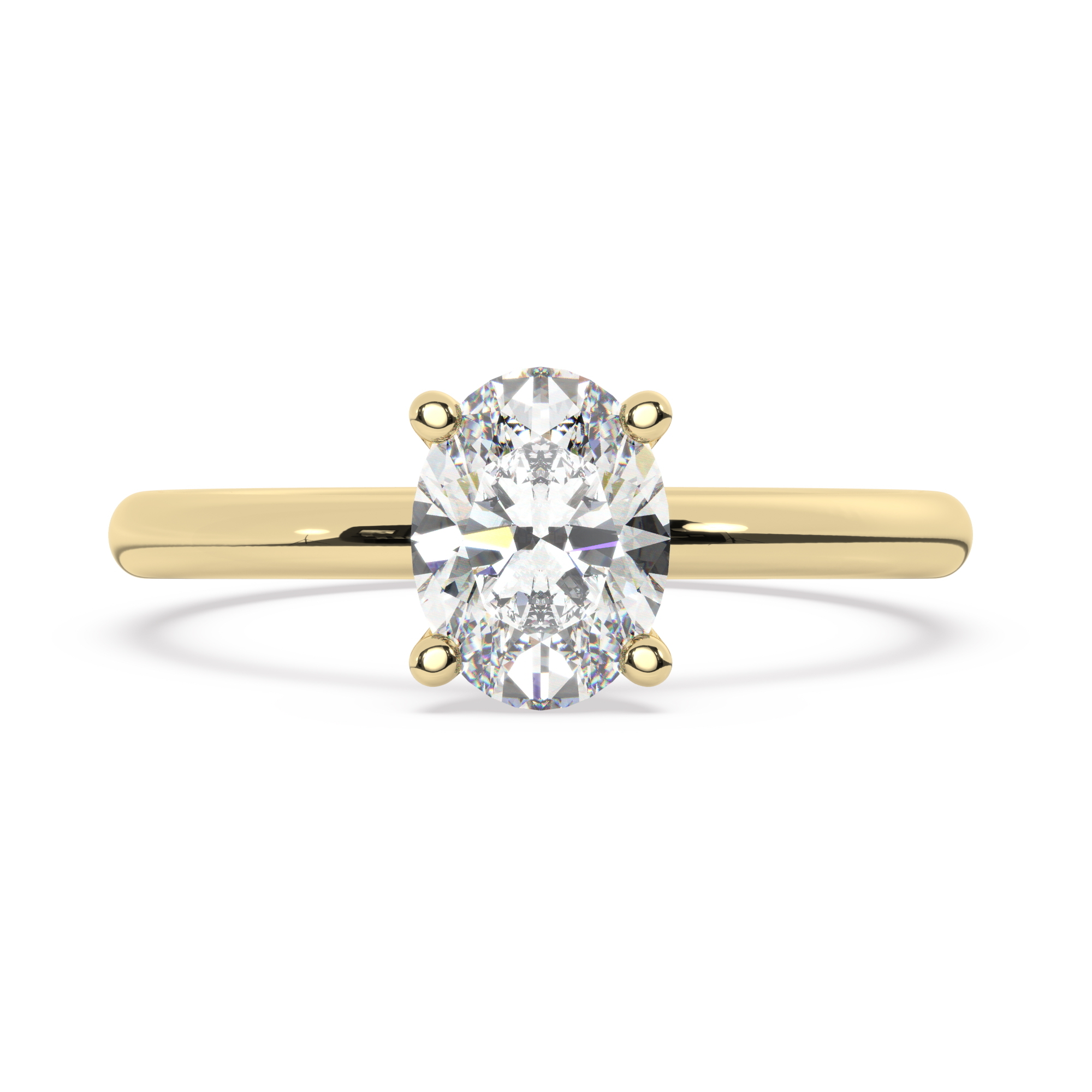 טבעת אירוסין סוליטר דגם 50016 זהב צהוב 14 קראט במרכז זירקוניה במשקל כולל של 0.75 קראט בחיתוך אובל עם תעודה גמולוגית – תמונה 2