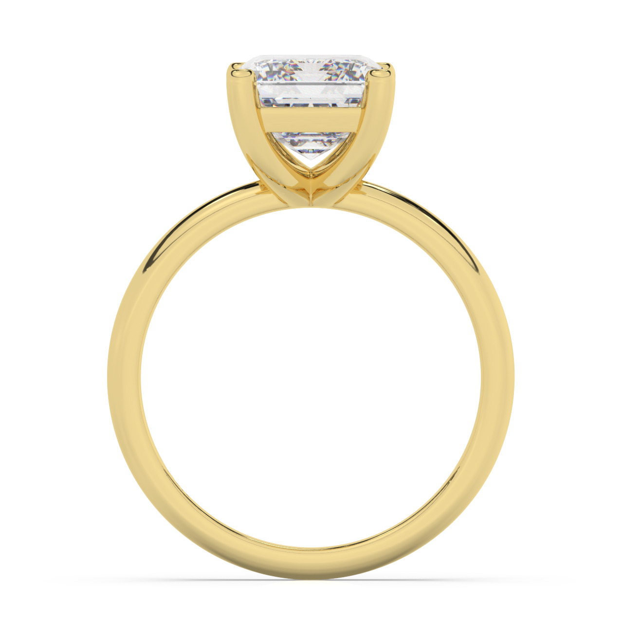 טבעת אירוסין סוליטר דגם 50016 זהב צהוב 14 קראט במרכז אבן מעבדה מוסונייט במשקל כולל של 5 קראט בחיתוך אמרלד עם תעודה גמולוגית בינלאומית GRA – תמונה 3