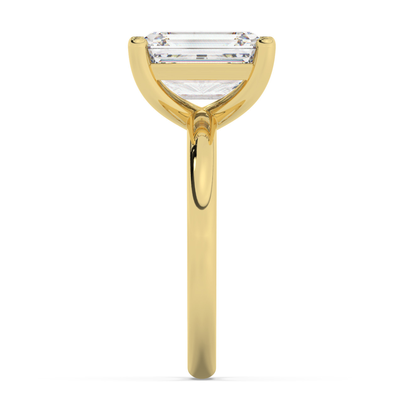 טבעת אירוסין סוליטר דגם 50016 זהב צהוב 14 קראט במרכז אבן מעבדה מוסונייט במשקל כולל של 5 קראט בחיתוך אמרלד עם תעודה גמולוגית בינלאומית GRA – תמונה 4