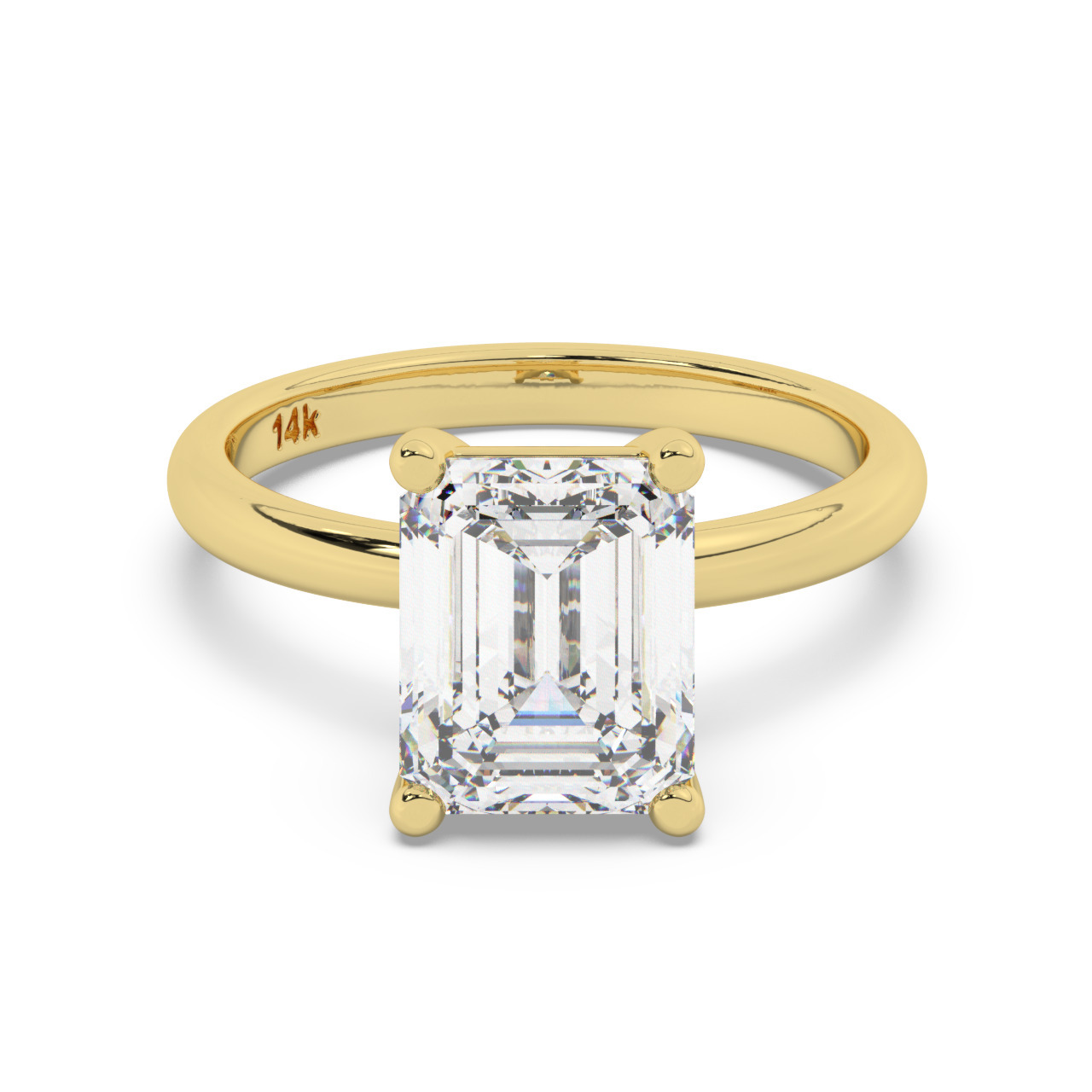 טבעת אירוסין סוליטר דגם 50016 זהב צהוב 14 קראט במרכז זירקוניה במשקל כולל של 5 קראט בחיתוך אמרלד עם תעודה גמולוגית – תמונה 2