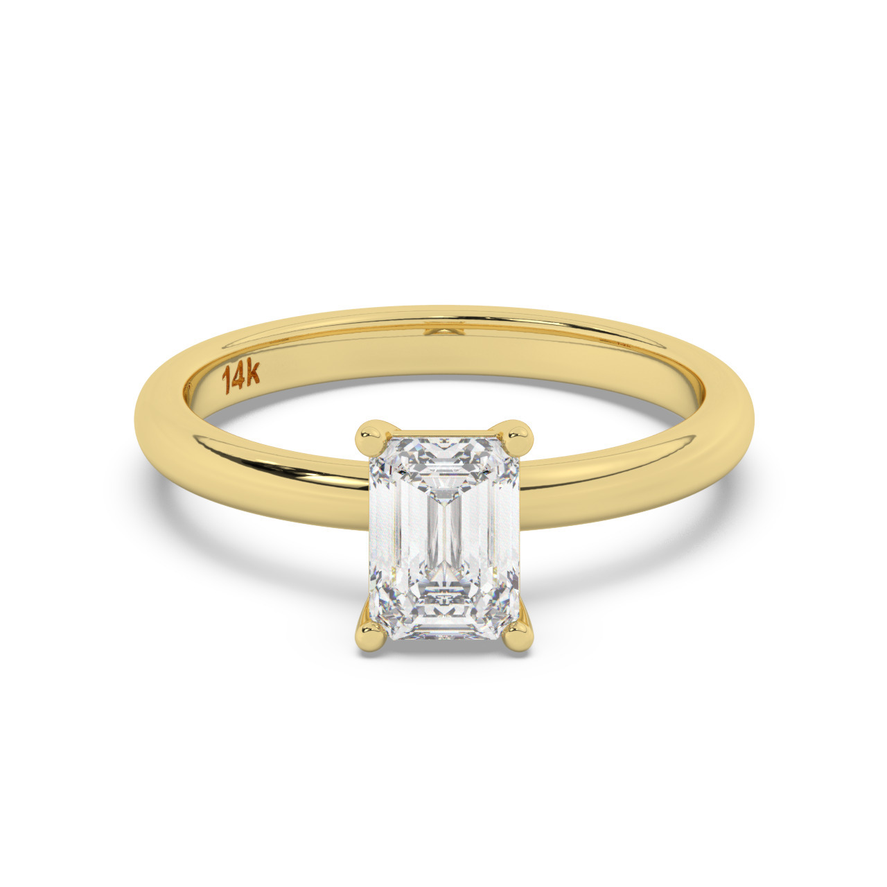 טבעת אירוסין סוליטר דגם 50016 זהב צהוב 14 קראט במרכז זירקוניה במשקל כולל של 0.75 קראט בחיתוך אמרלד עם תעודה גמולוגית – תמונה 2