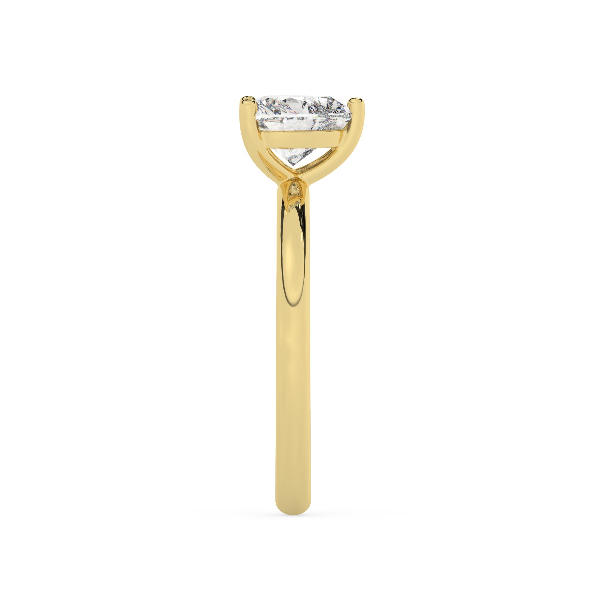 טבעת אירוסין סוליטר דגם 50016 זהב צהוב 14 קראט במרכז זירקוניה במשקל כולל של 2 קראט בחיתוך לב עם תעודה גמולוגית – תמונה 4