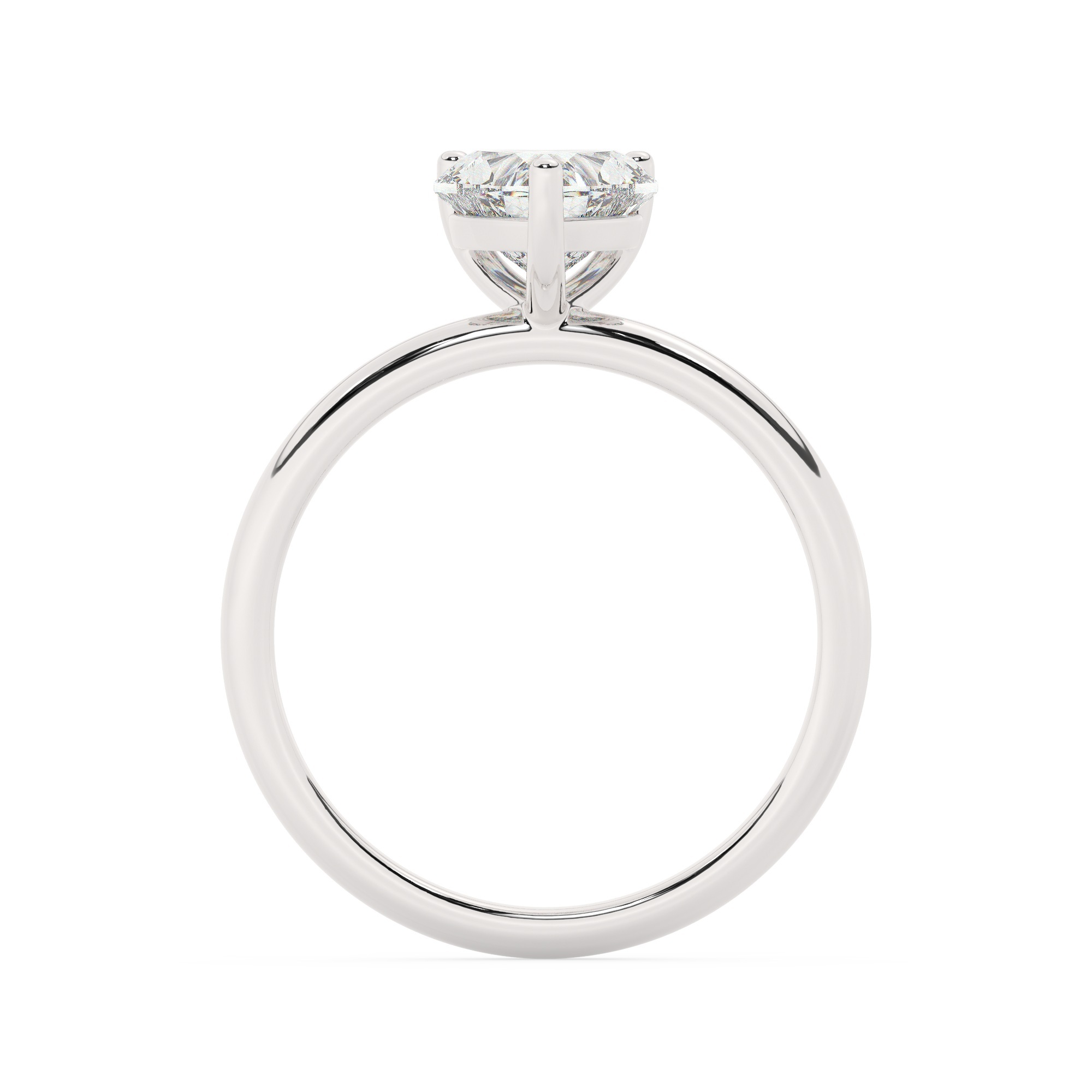 טבעת אירוסין סוליטר דגם 50016 זהב לבן 14 קראט במרכז זירקוניה במשקל כולל של 4 קראט בחיתוך לב עם תעודה גמולוגית – תמונה 3