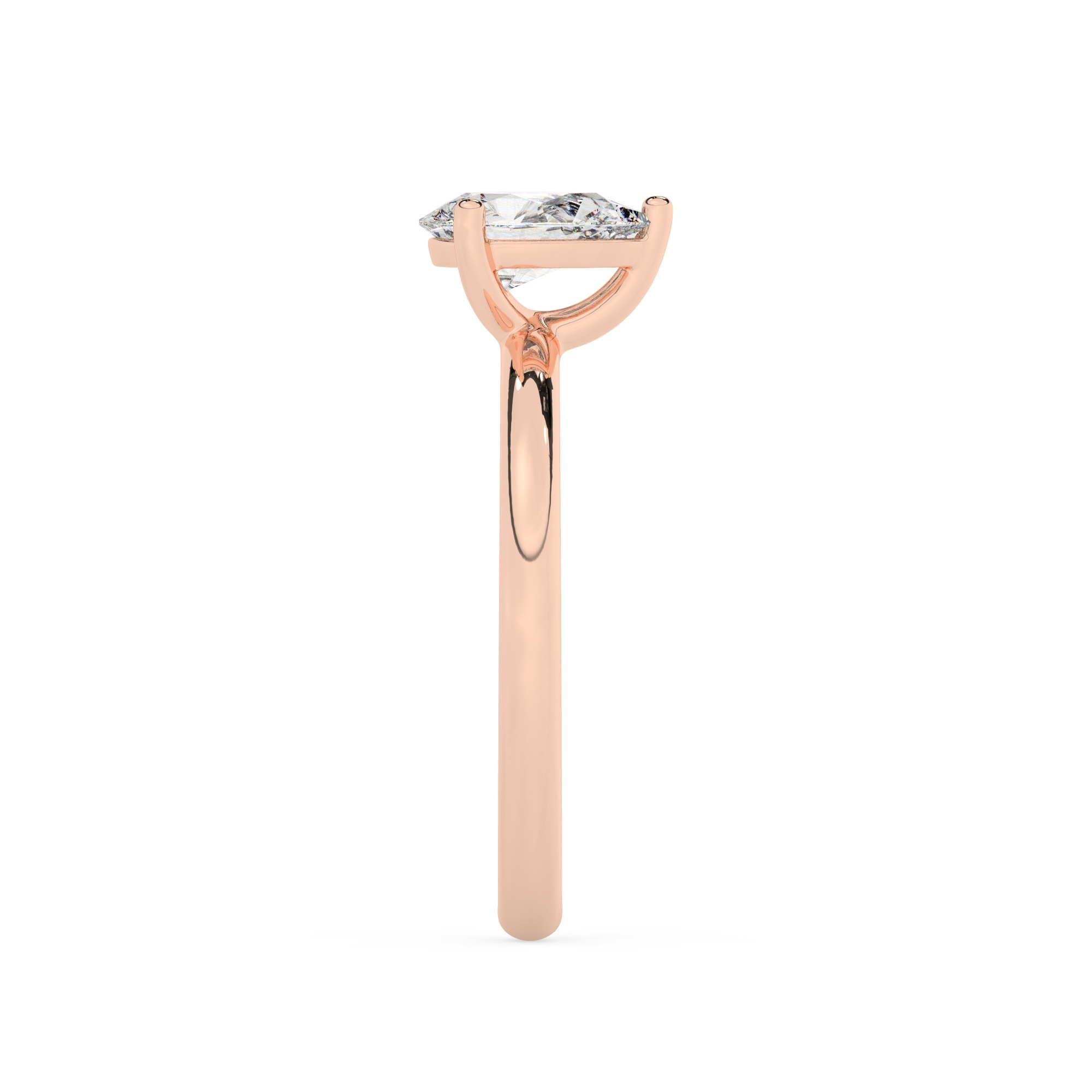 טבעת אירוסין סוליטר דגם 50016 זהב אדום רוזגולד 14 קראט במרכז זירקוניה במשקל כולל של 2.50 קראט בחיתוך טיפה עם תעודה גמולוגית – תמונה 4