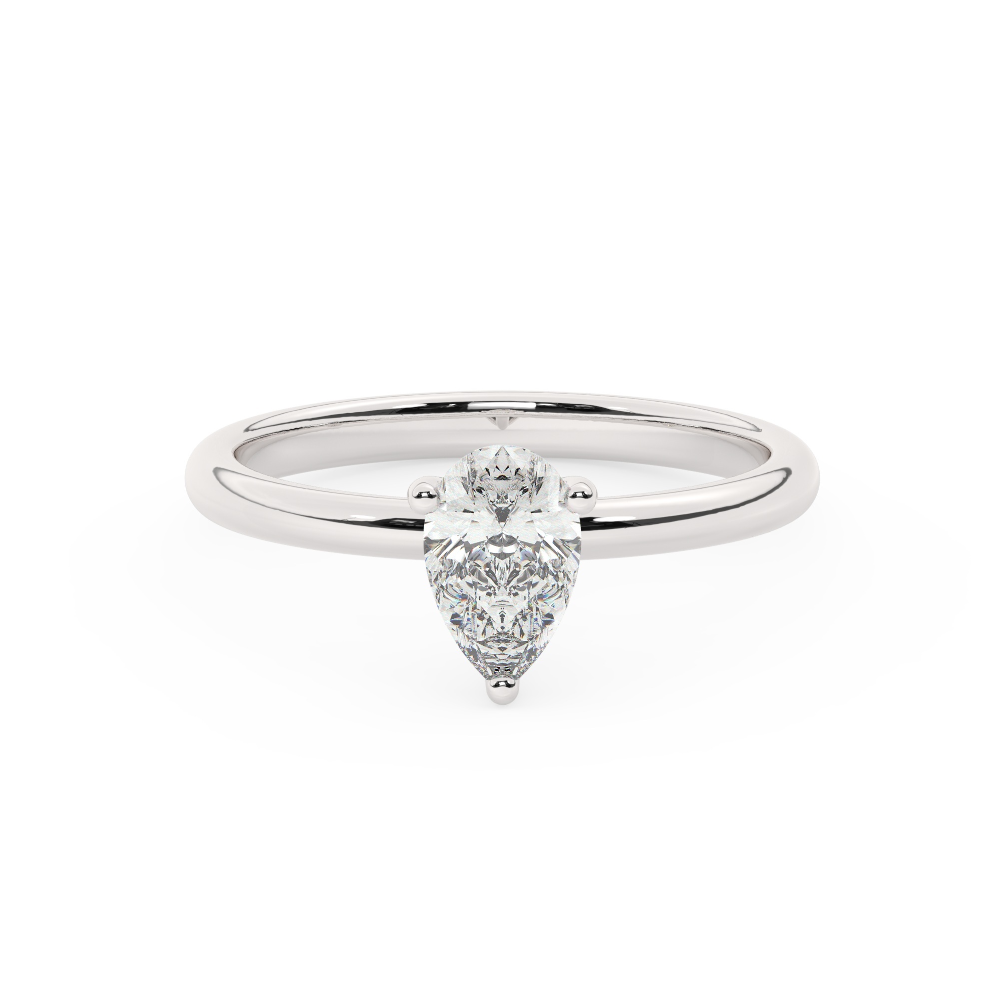 טבעת אירוסין סוליטר דגם 50016 זהב לבן 14 קראט במרכז זירקוניה במשקל כולל של 4 קראט בחיתוך טיפה עם תעודה גמולוגית – תמונה 2