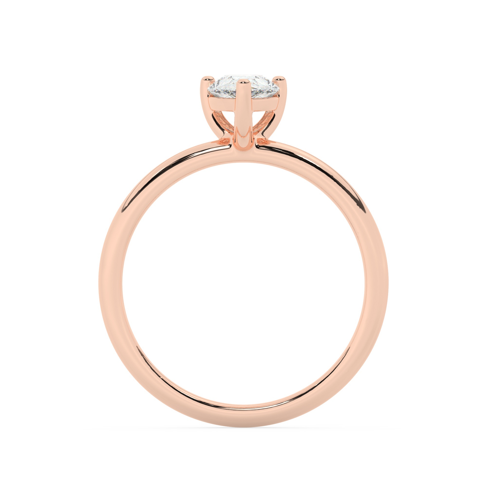 טבעת אירוסין סוליטר דגם 50016 זהב אדום רוזגולד 14 קראט במרכז זירקוניה במשקל כולל של 5 קראט בחיתוך טיפה עם תעודה גמולוגית – תמונה 3