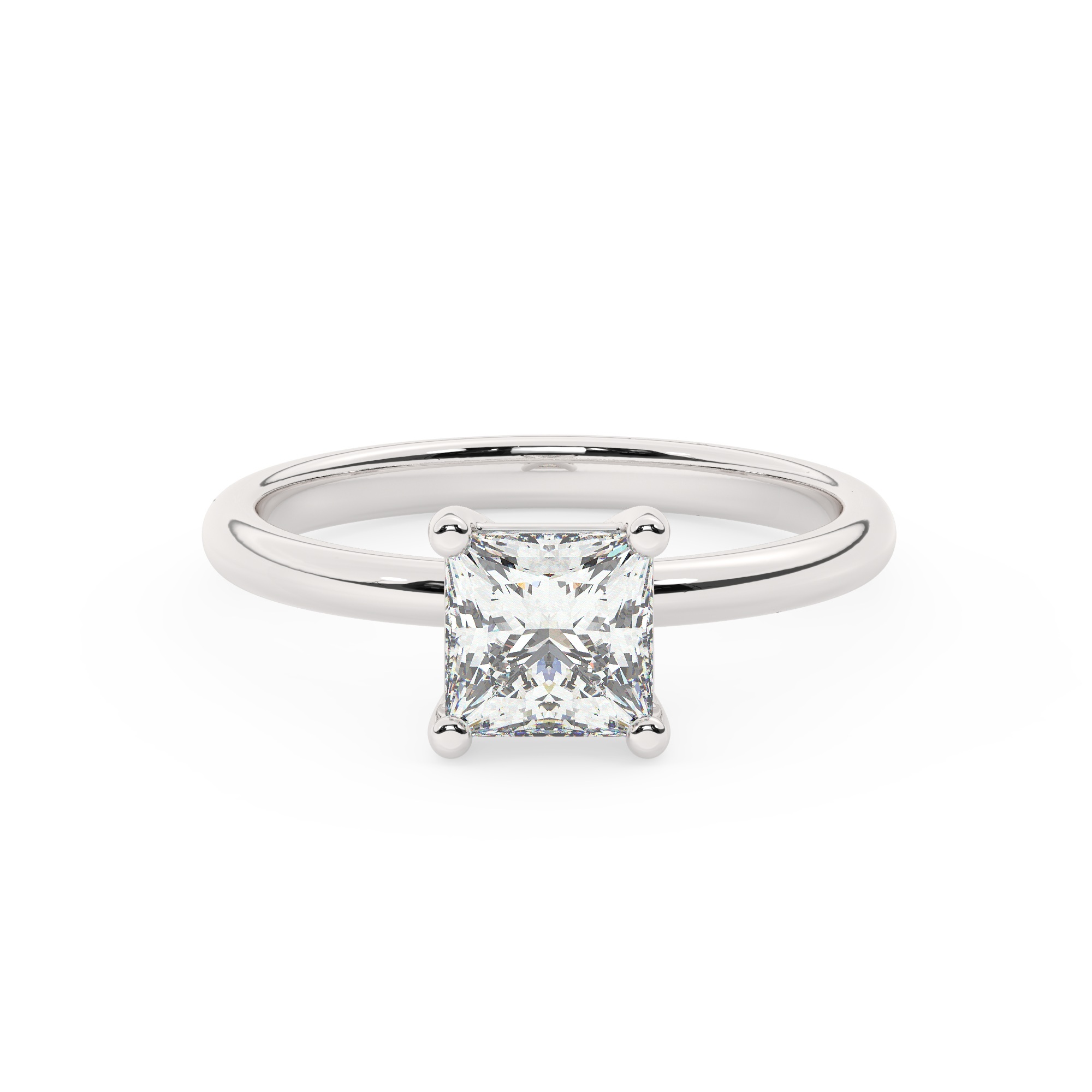 טבעת אירוסין סוליטר דגם 50016 כסף מצופה זהב לבן במרכז זירקוניה במשקל כולל של 1.50 קראט בחיתוך פרינסס עם תעודה גמולוגית – תמונה 2