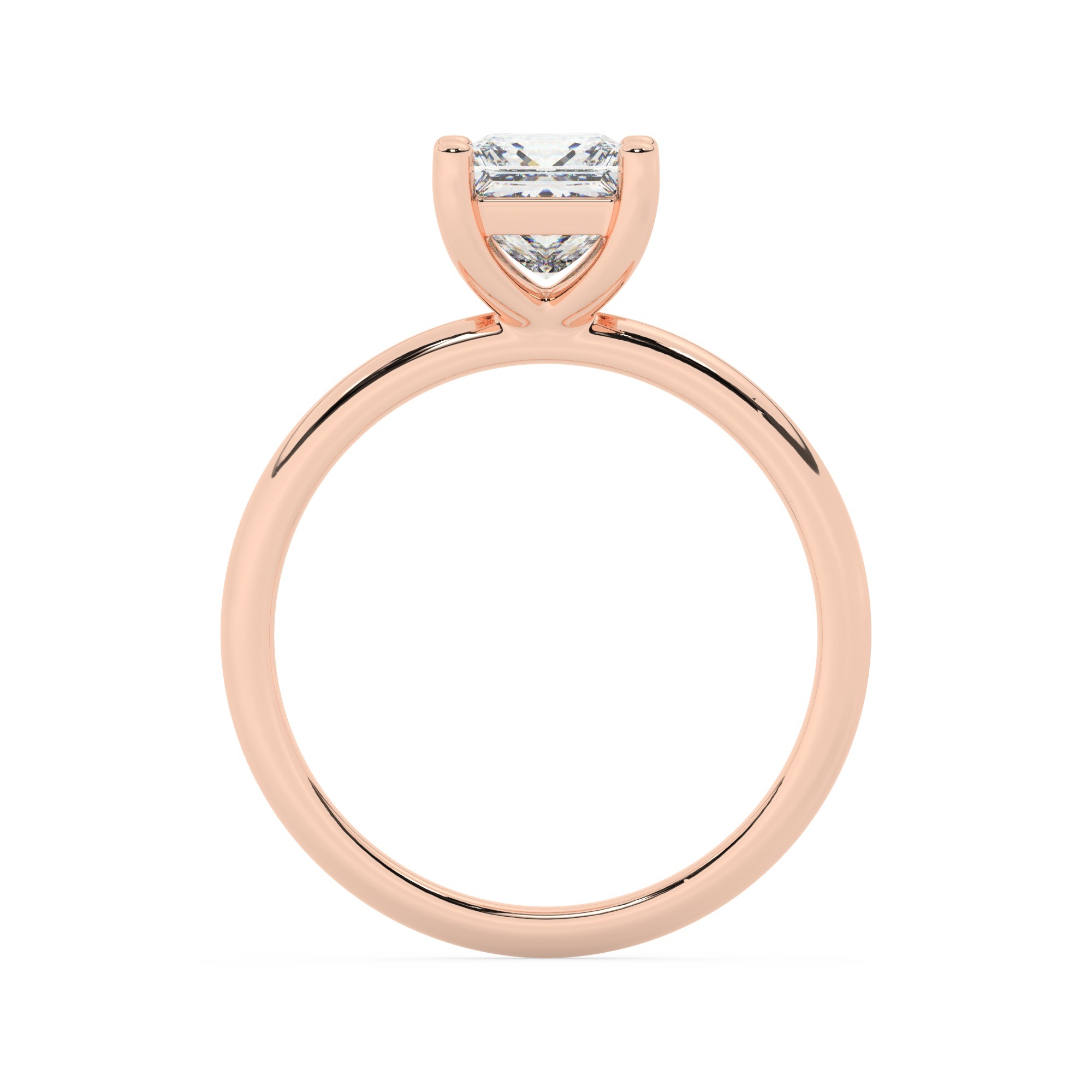 טבעת אירוסין סוליטר דגם 50016 זהב אדום רוזגולד 14 קראט במרכז זירקוניה במשקל כולל של 2 קראט בחיתוך פרינסס עם תעודה גמולוגית – תמונה 3