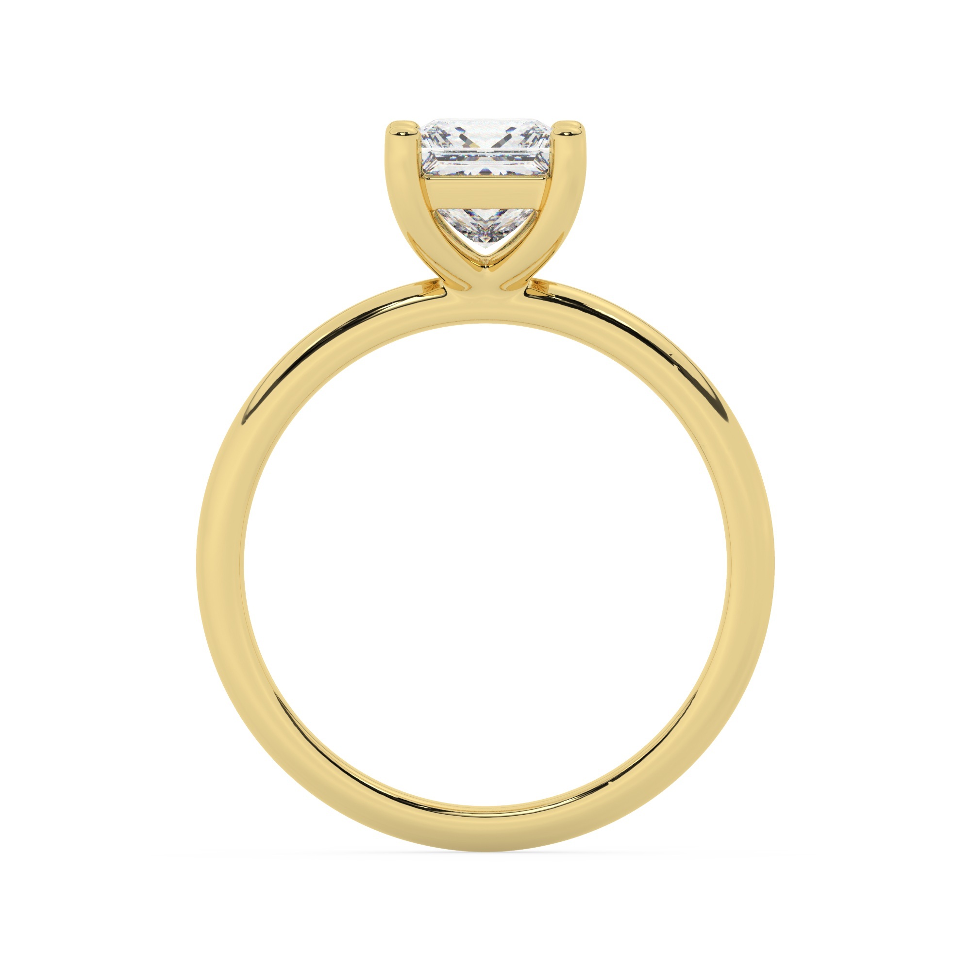 טבעת אירוסין סוליטר דגם 50016 זהב צהוב 14 קראט במרכז זירקוניה במשקל כולל של 5 קראט בחיתוך פרינסס עם תעודה גמולוגית – תמונה 3