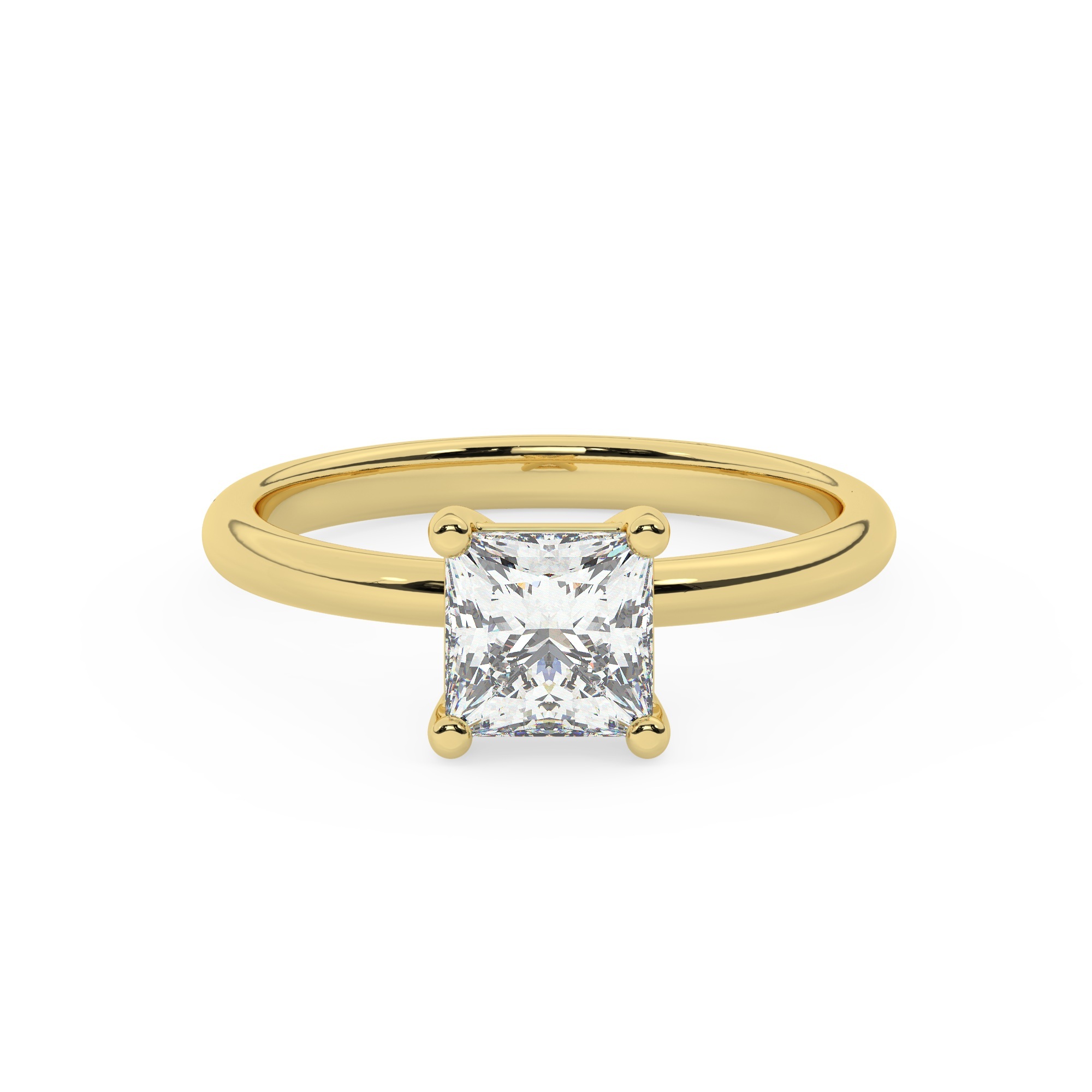 טבעת אירוסין סוליטר דגם 50016 זהב צהוב 14 קראט במרכז זירקוניה במשקל כולל של 5 קראט בחיתוך פרינסס עם תעודה גמולוגית – תמונה 2