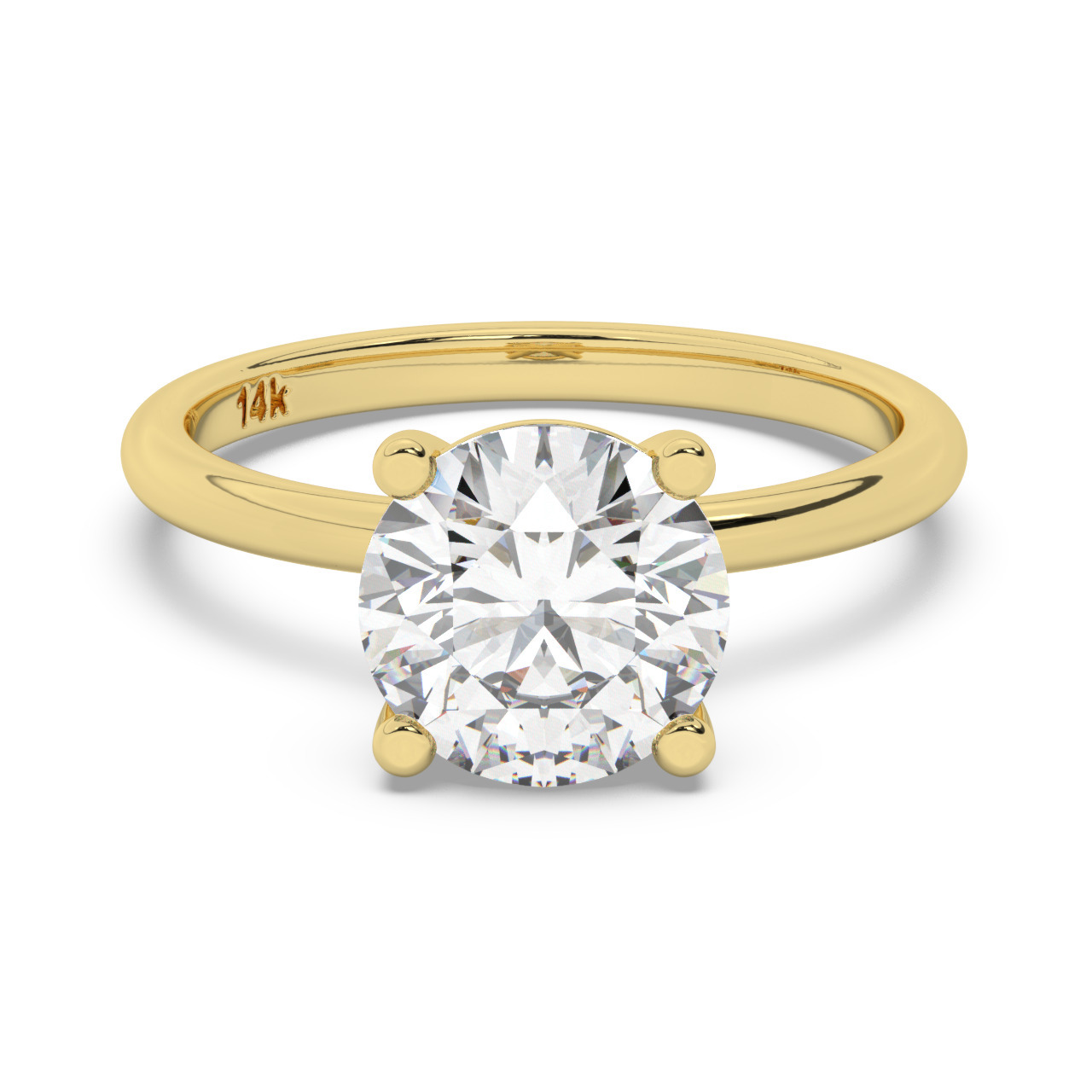 טבעת אירוסין סוליטר דגם 50016 זהב צהוב 14 קראט במרכז זירקוניה במשקל כולל של 3 קראט בחיתוך עגול עם תעודה גמולוגית – תמונה 2