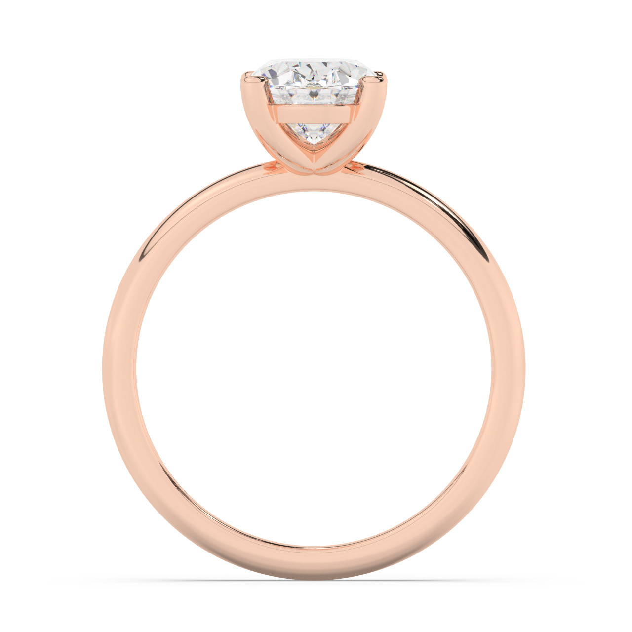 טבעת אירוסין סוליטר דגם 50016 זהב אדום רוזגולד 14 קראט במרכז זירקוניה במשקל כולל של 2 קראט בחיתוך אובל עם תעודה גמולוגית – תמונה 3