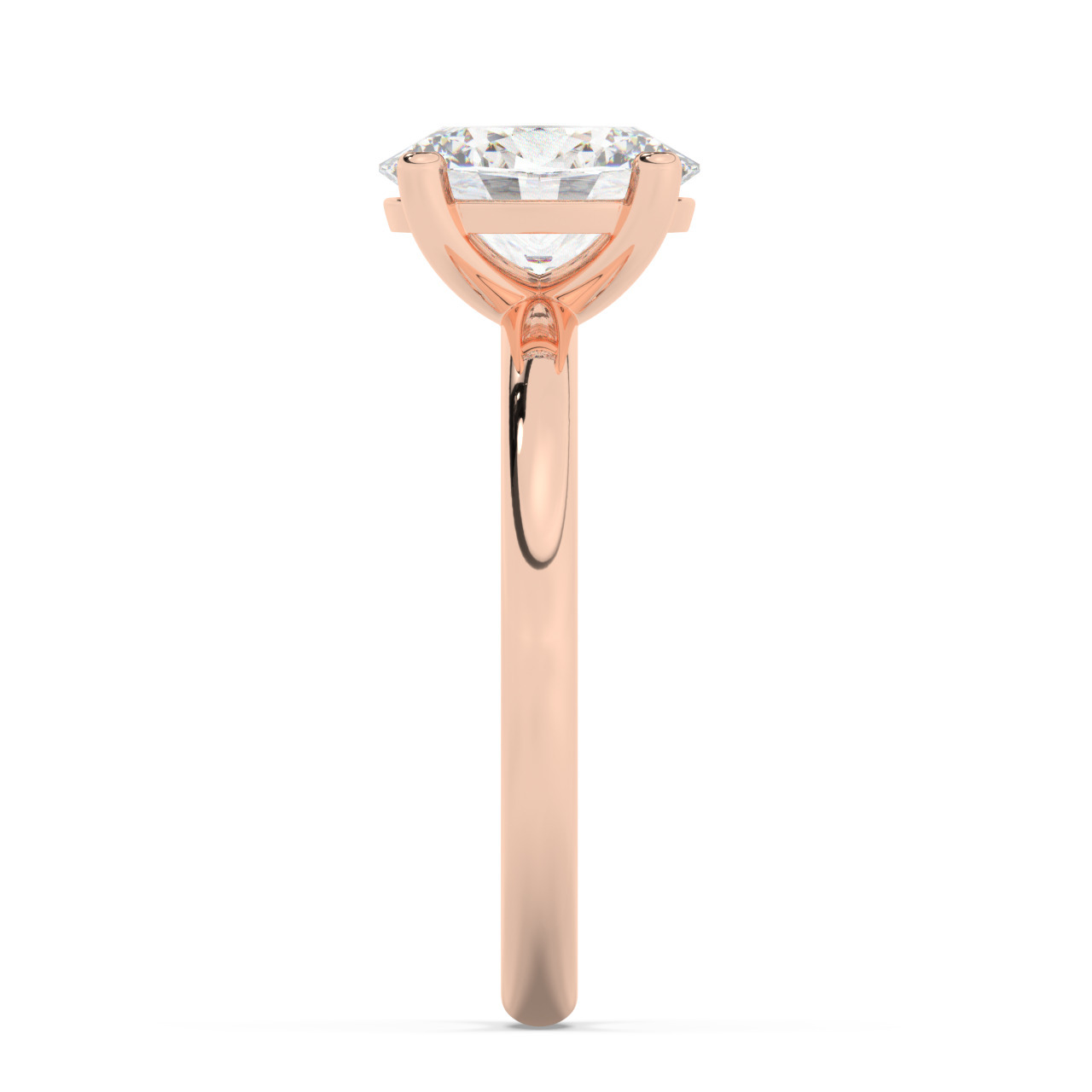 טבעת אירוסין סוליטר דגם 50016 זהב אדום רוזגולד 14 קראט במרכז זירקוניה במשקל כולל של 2 קראט בחיתוך אובל עם תעודה גמולוגית – תמונה 4