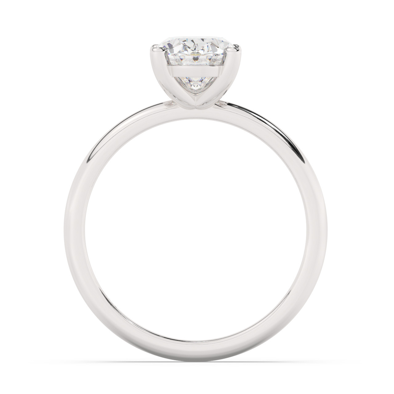 טבעת אירוסין סוליטר דגם 50016 זהב לבן 14 קראט במרכז זירקוניה במשקל כולל של 2 קראט בחיתוך אובל עם תעודה גמולוגית – תמונה 3