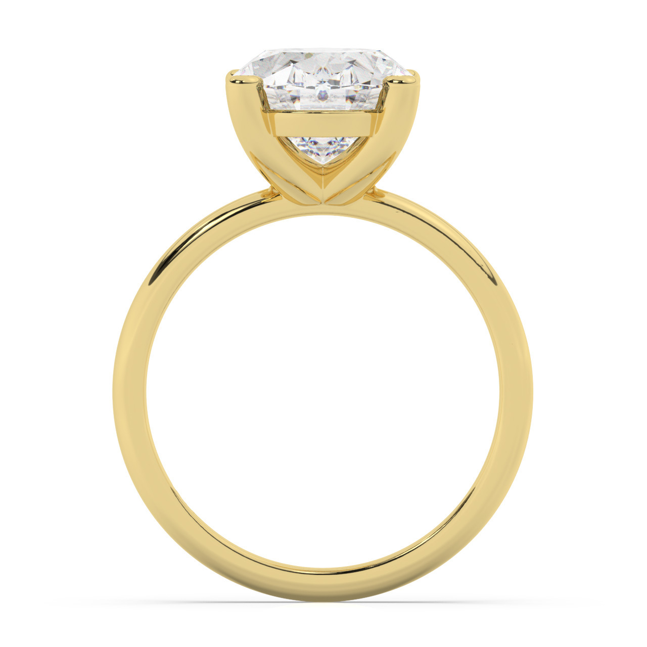 טבעת אירוסין סוליטר דגם 50016 זהב צהוב 14 קראט במרכז זירקוניה במשקל כולל של 4 קראט בחיתוך אובל עם תעודה גמולוגית – תמונה 3