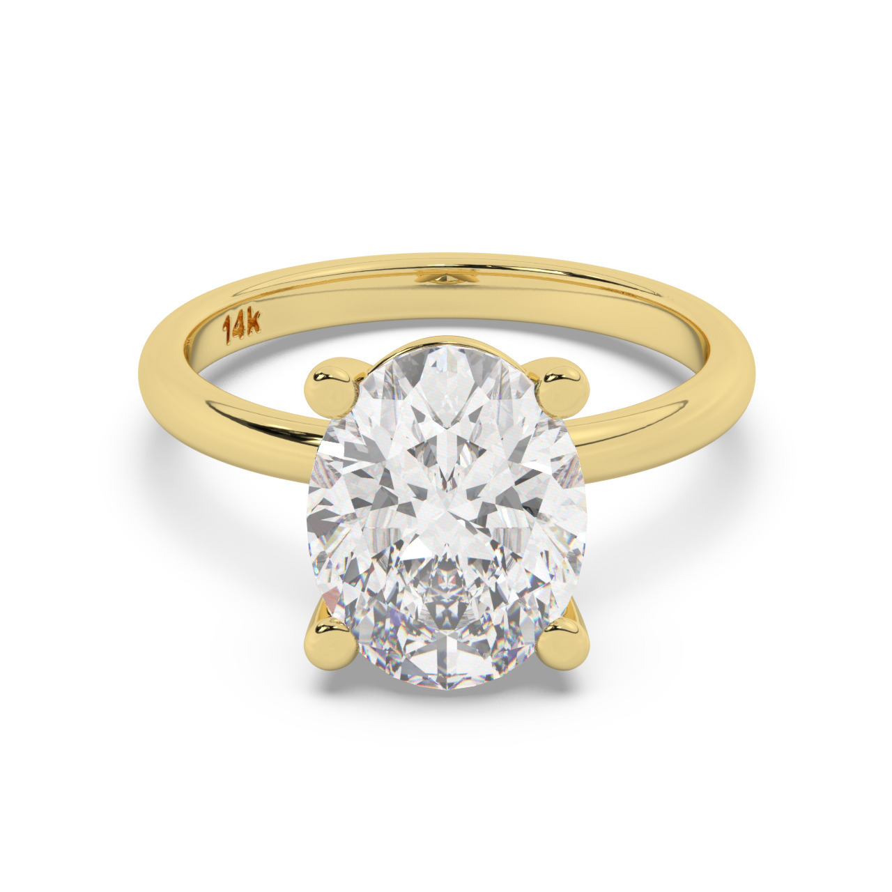 טבעת אירוסין סוליטר דגם 50016 זהב צהוב 14 קראט במרכז זירקוניה במשקל כולל של 4 קראט בחיתוך אובל עם תעודה גמולוגית – תמונה 2