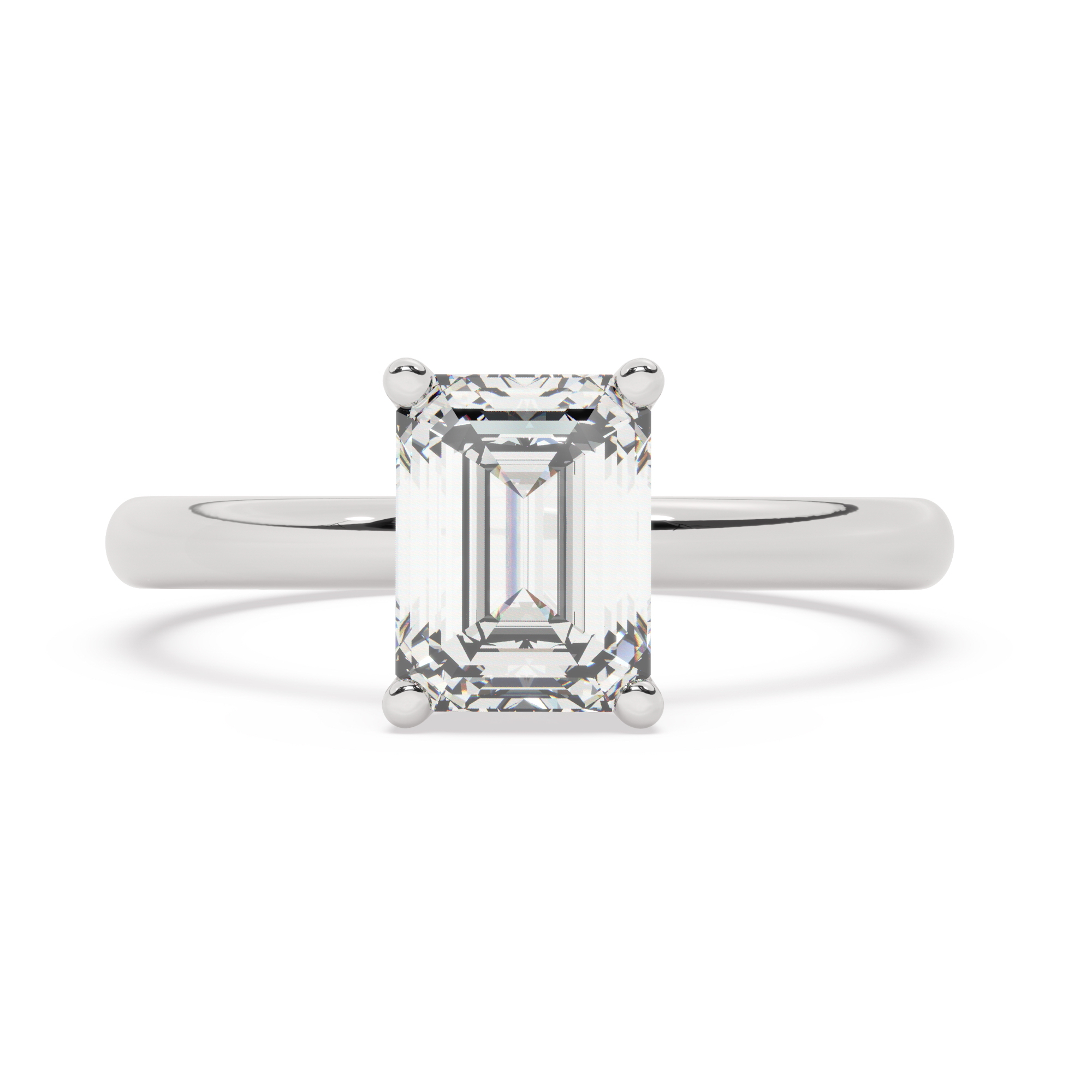 טבעת אירוסין סוליטר דגם 50016 זהב לבן 14 קראט במרכז זירקוניה במשקל כולל של 2 קראט בחיתוך אמרלד עם תעודה גמולוגית – תמונה 4