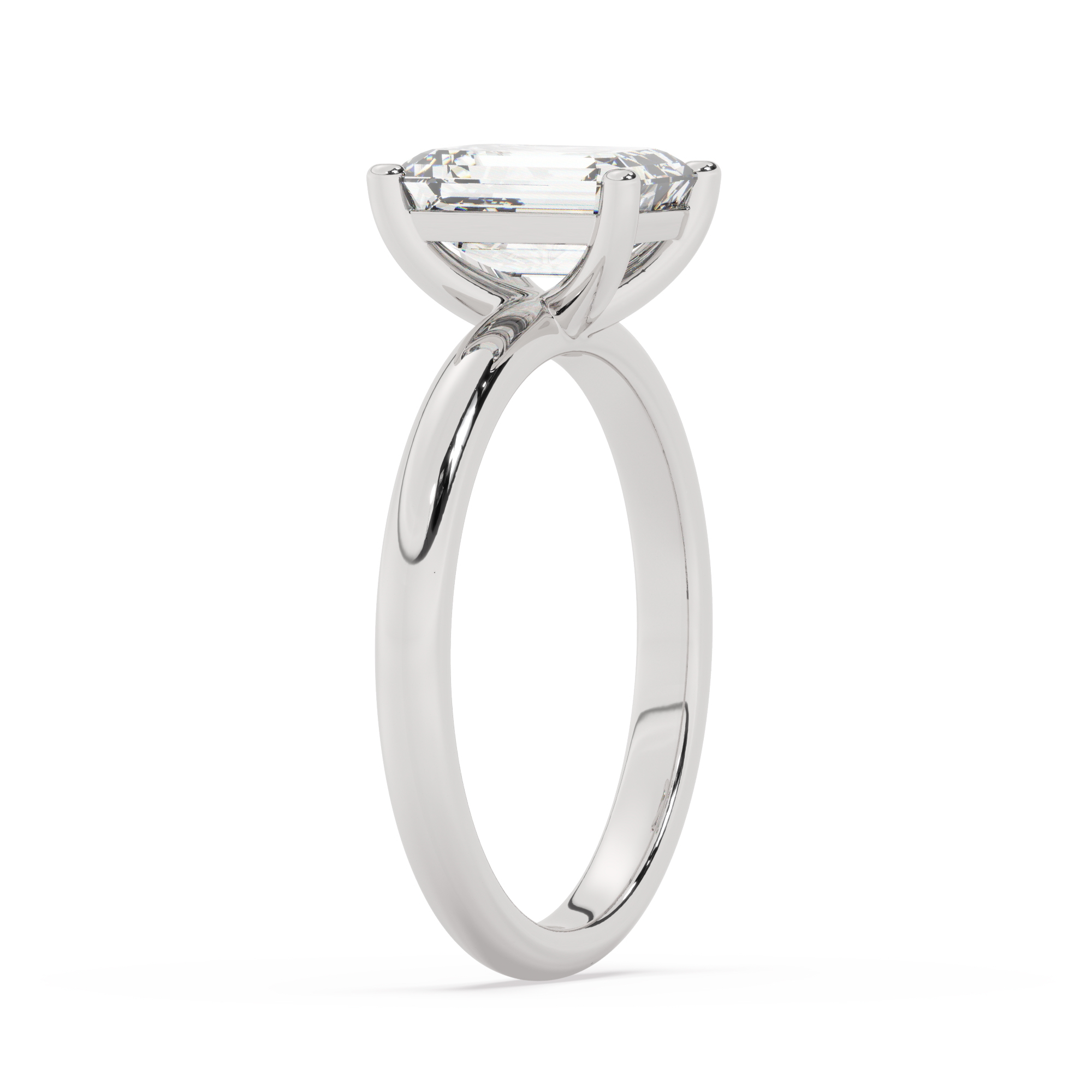 טבעת אירוסין סוליטר דגם 50016 זהב לבן 14 קראט במרכז זירקוניה במשקל כולל של 2 קראט בחיתוך אמרלד עם תעודה גמולוגית – תמונה 2