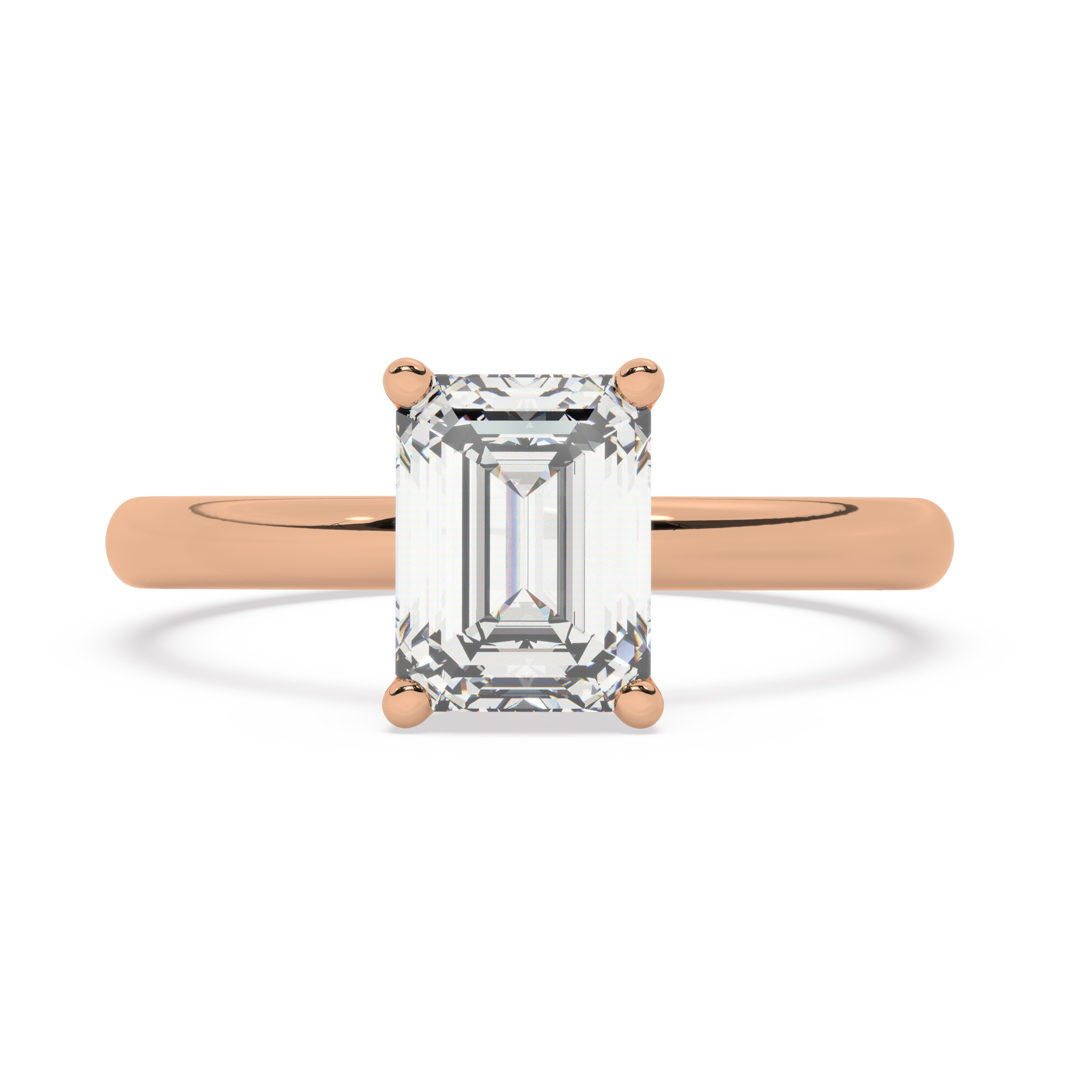 טבעת אירוסין סוליטר דגם 50016 זהב אדום רוזגולד 14 קראט במרכז אבן מעבדה מוסונייט במשקל כולל של 2.50 קראט בחיתוך אמרלד עם תעודה גמולוגית בינלאומית GRA – תמונה 4