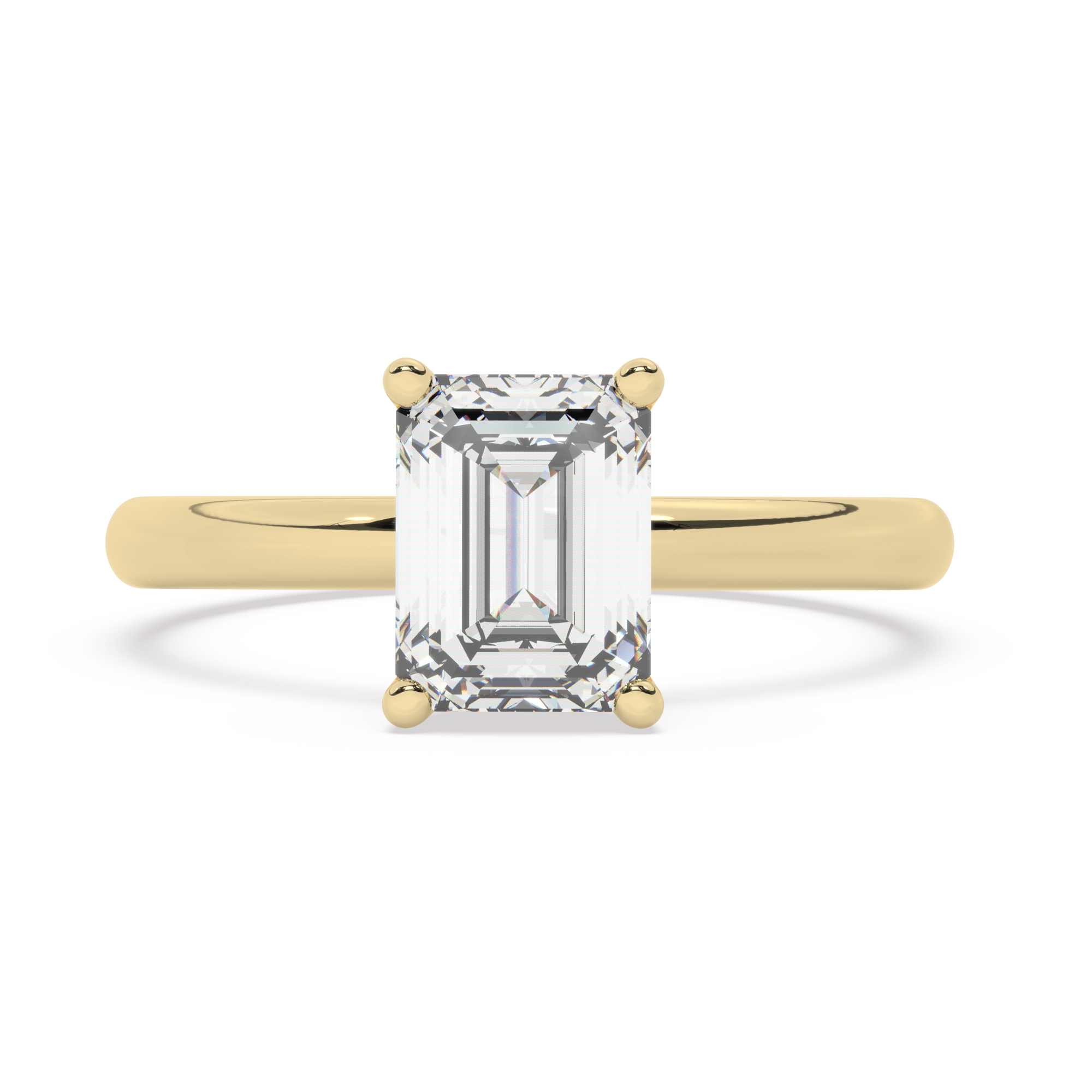 טבעת אירוסין סוליטר דגם 50016 זהב צהוב 14 קראט במרכז זירקוניה במשקל כולל של 2.50 קראט בחיתוך אמרלד עם תעודה גמולוגית – תמונה 4