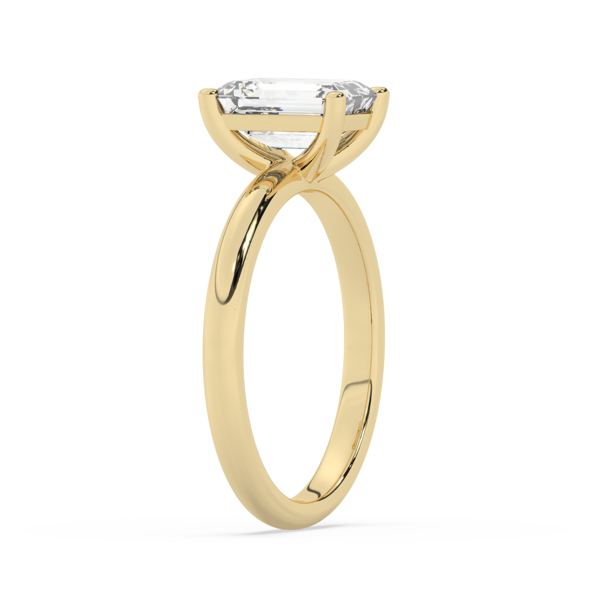 טבעת אירוסין סוליטר דגם 50016 זהב צהוב 14 קראט במרכז זירקוניה במשקל כולל של 2.50 קראט בחיתוך אמרלד עם תעודה גמולוגית – תמונה 2