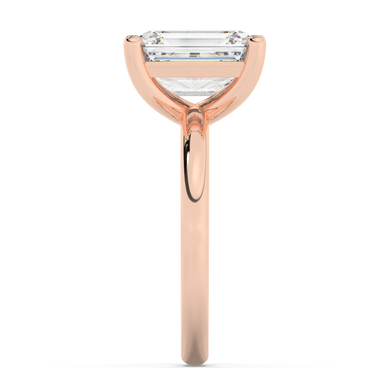 טבעת אירוסין סוליטר דגם 50016 זהב אדום רוזגולד 14 קראט במרכז זירקוניה במשקל כולל של 3 קראט בחיתוך אמרלד עם תעודה גמולוגית – תמונה 4