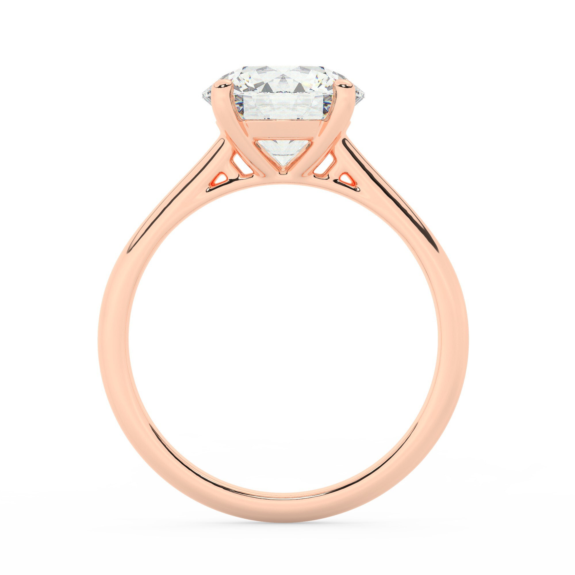 טבעת אירוסין סוליטר דגם 50029 זהב אדום רוזגולד 14 קראט במרכז זירקוניה במשקל כולל של 5 קראט בחיתוך עגול עם תעודה גמולוגית – תמונה 3