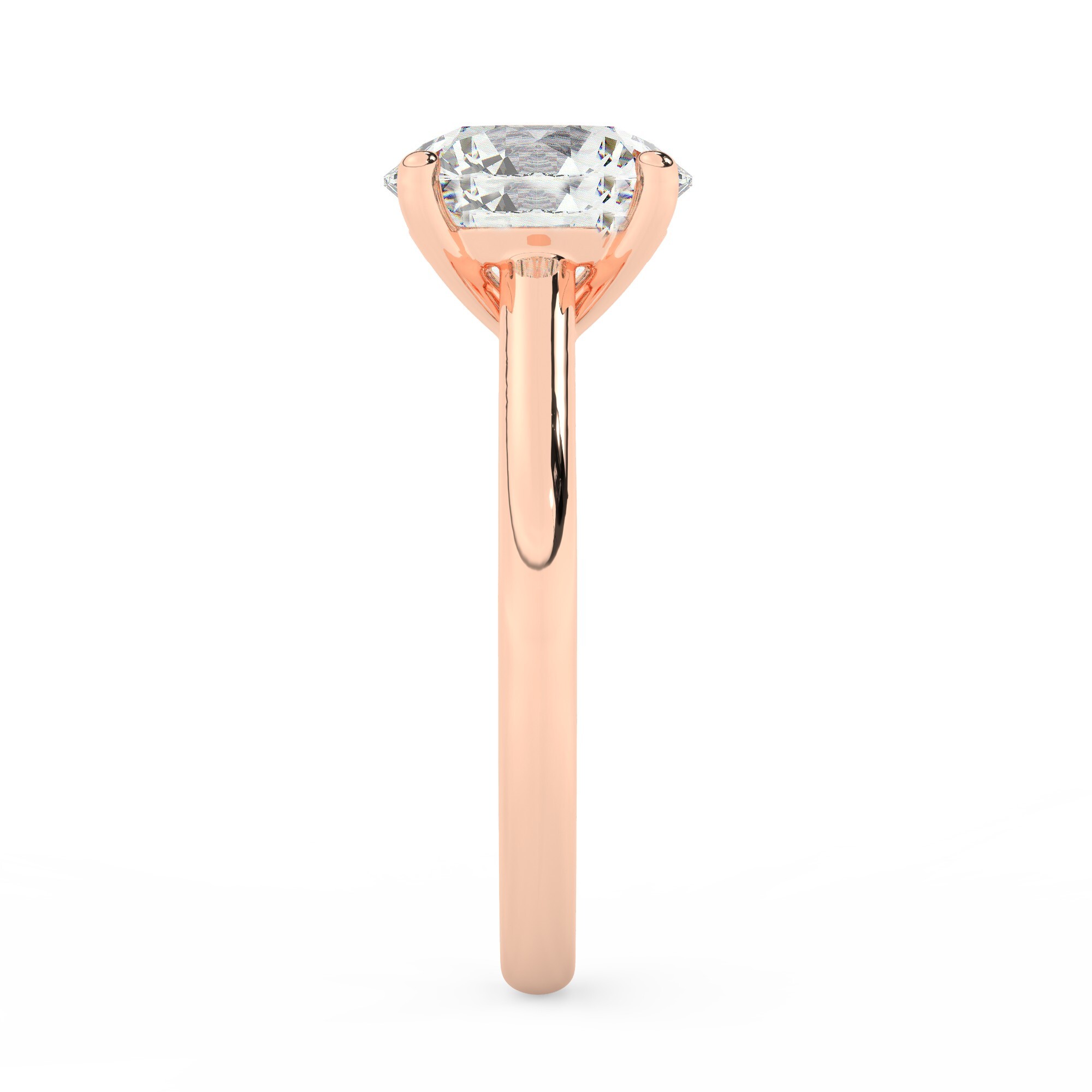 טבעת אירוסין סוליטר דגם 50029 זהב אדום רוזגולד 14 קראט במרכז זירקוניה במשקל כולל של 5 קראט בחיתוך עגול עם תעודה גמולוגית – תמונה 4